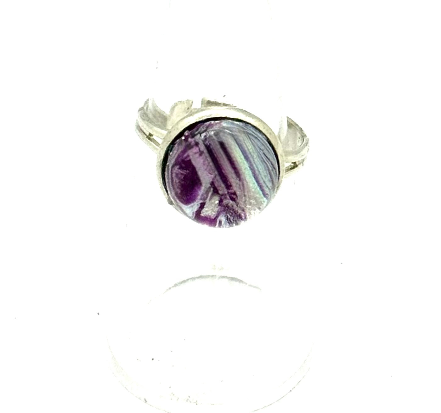 #1 Stormy Amethyst Chaos Glass Dome Ring – Purple Swirl Statement Ring