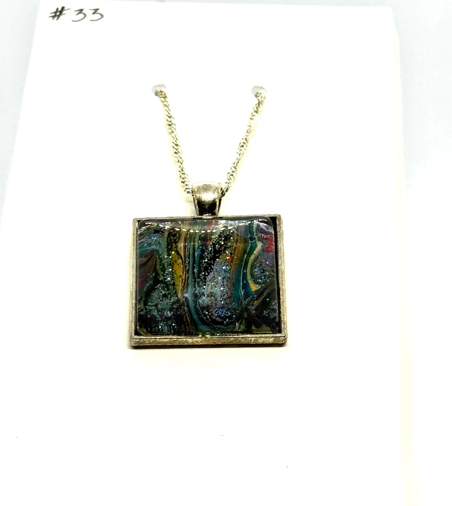 #33 Midnight Meltdown Square Pendant
