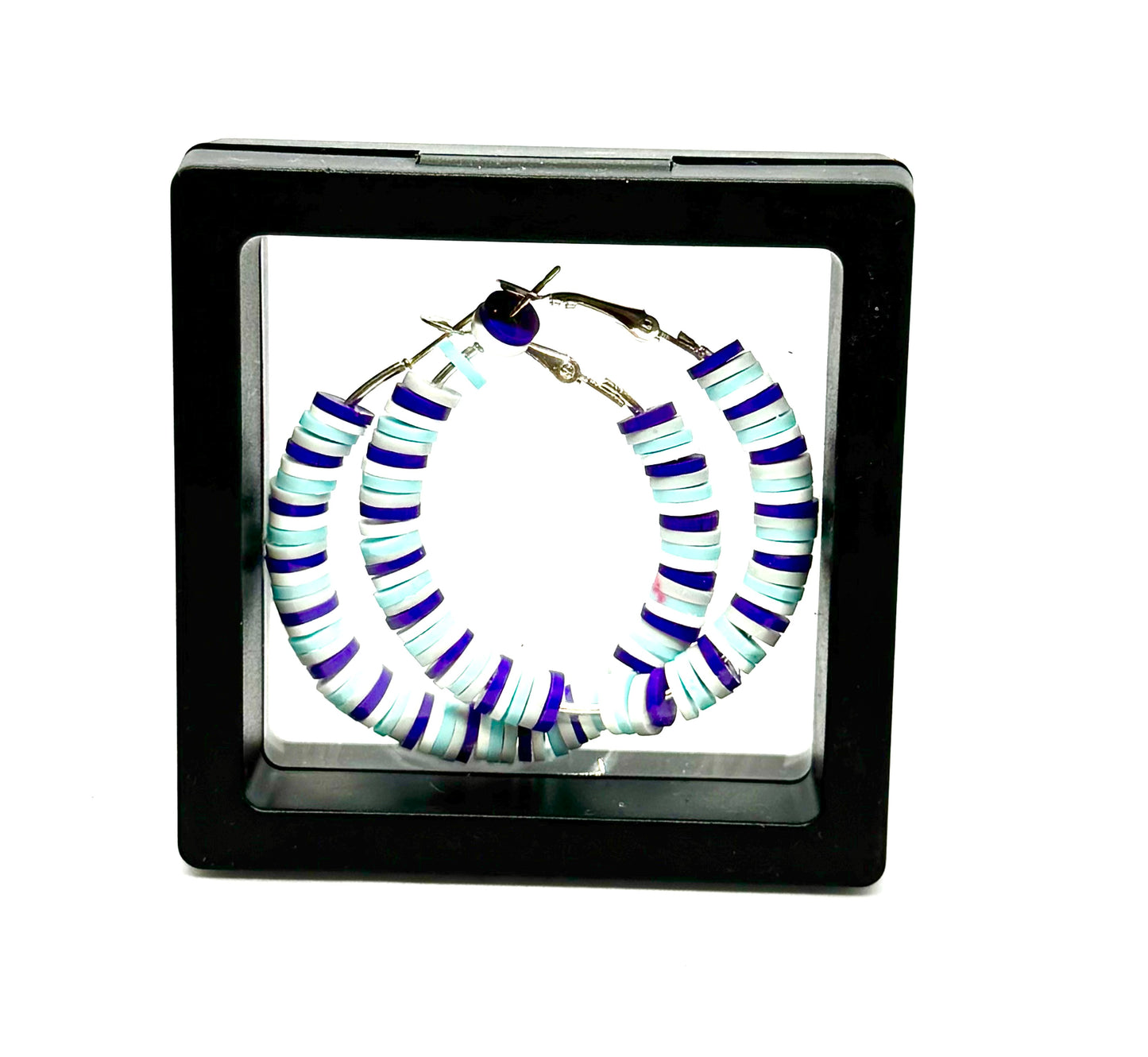 #12 Electric Daydream Hoop Earrings – Aqua & Purple Beaded Statement Hoops