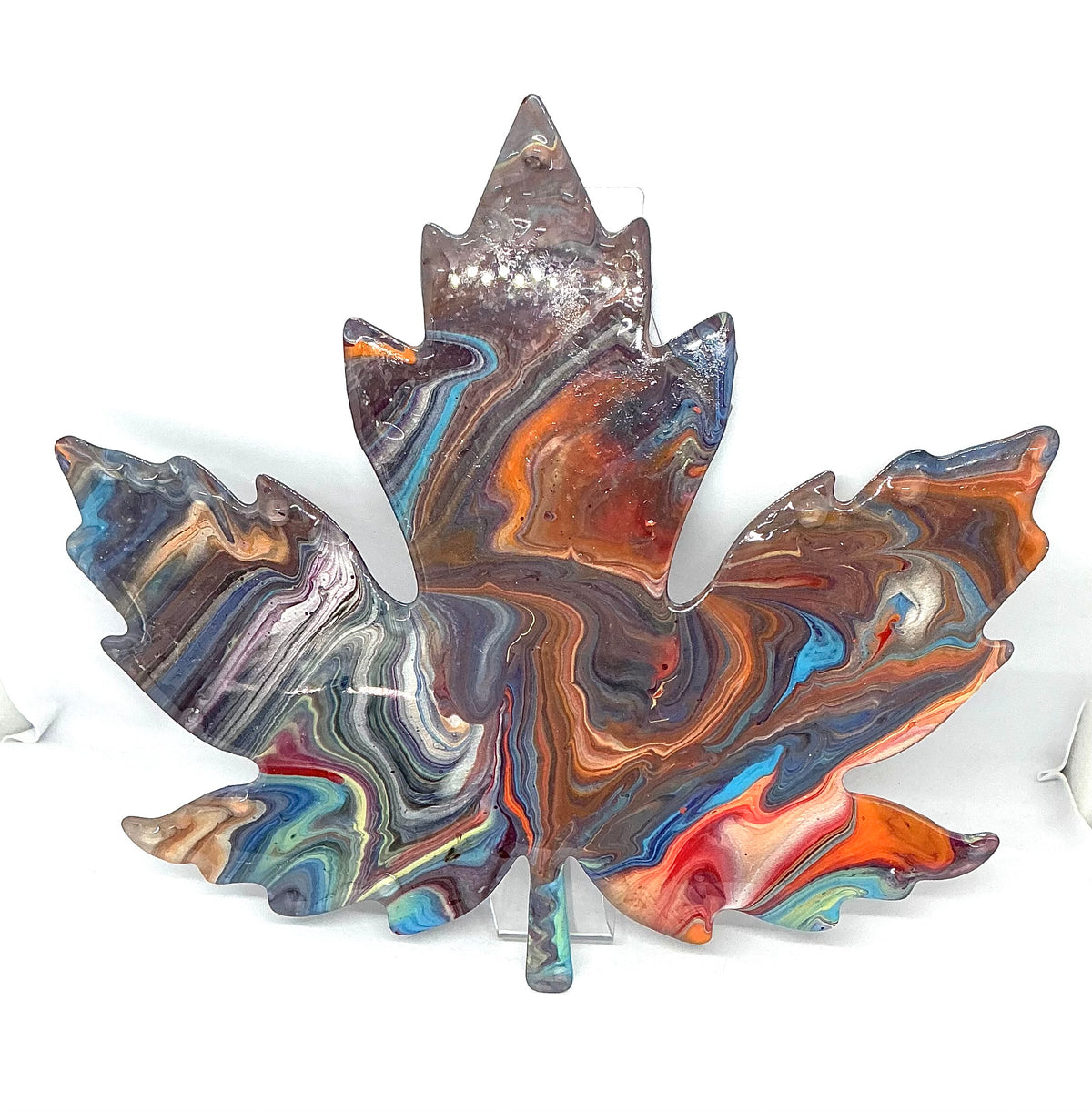 Unbe-leaf-able Chaos | Paint-Poured Maple Leaf Wall Art