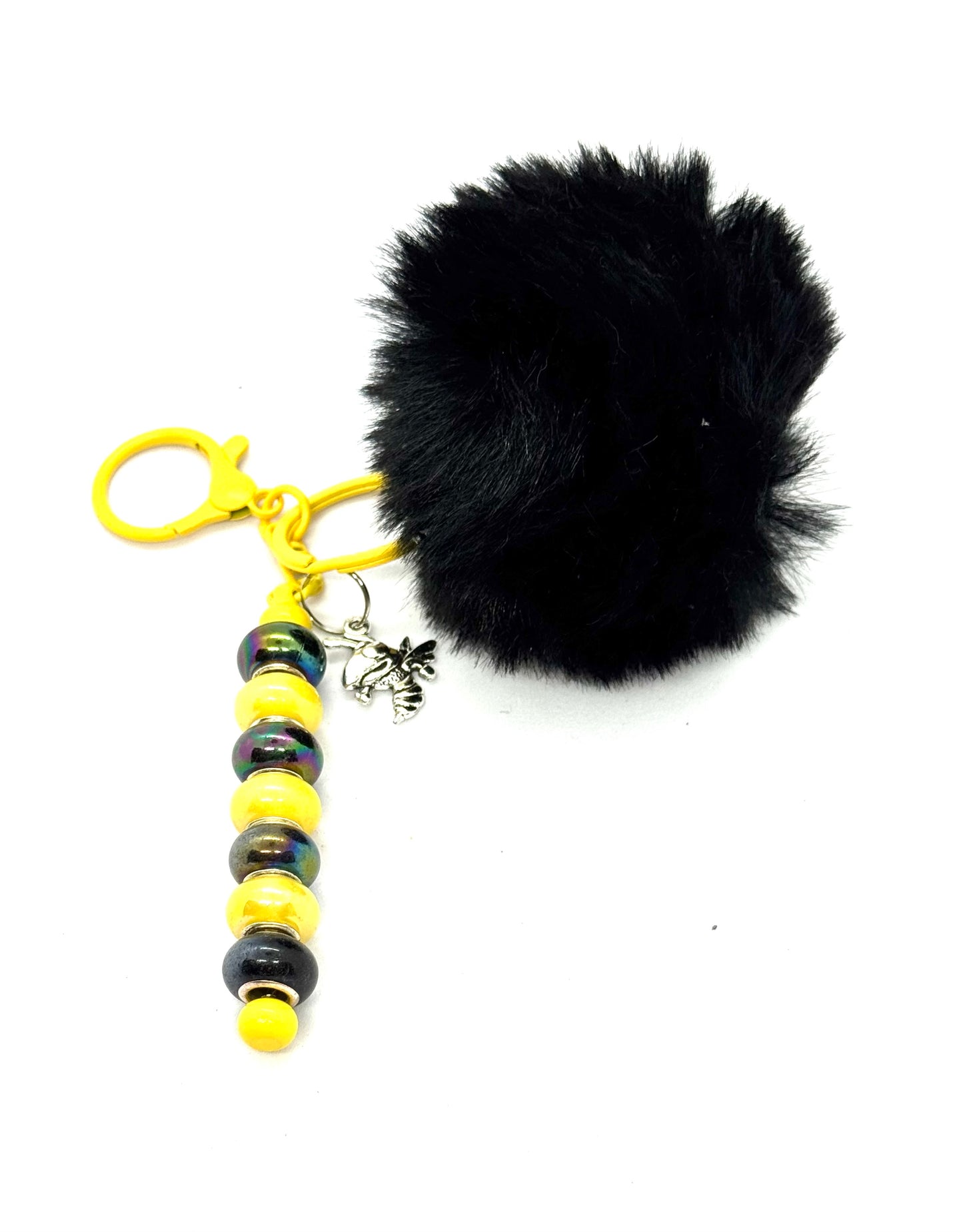 FDSS “Bee-lieve in Chaos” Bumblebee Pom Pom Handmade Keychain Charm