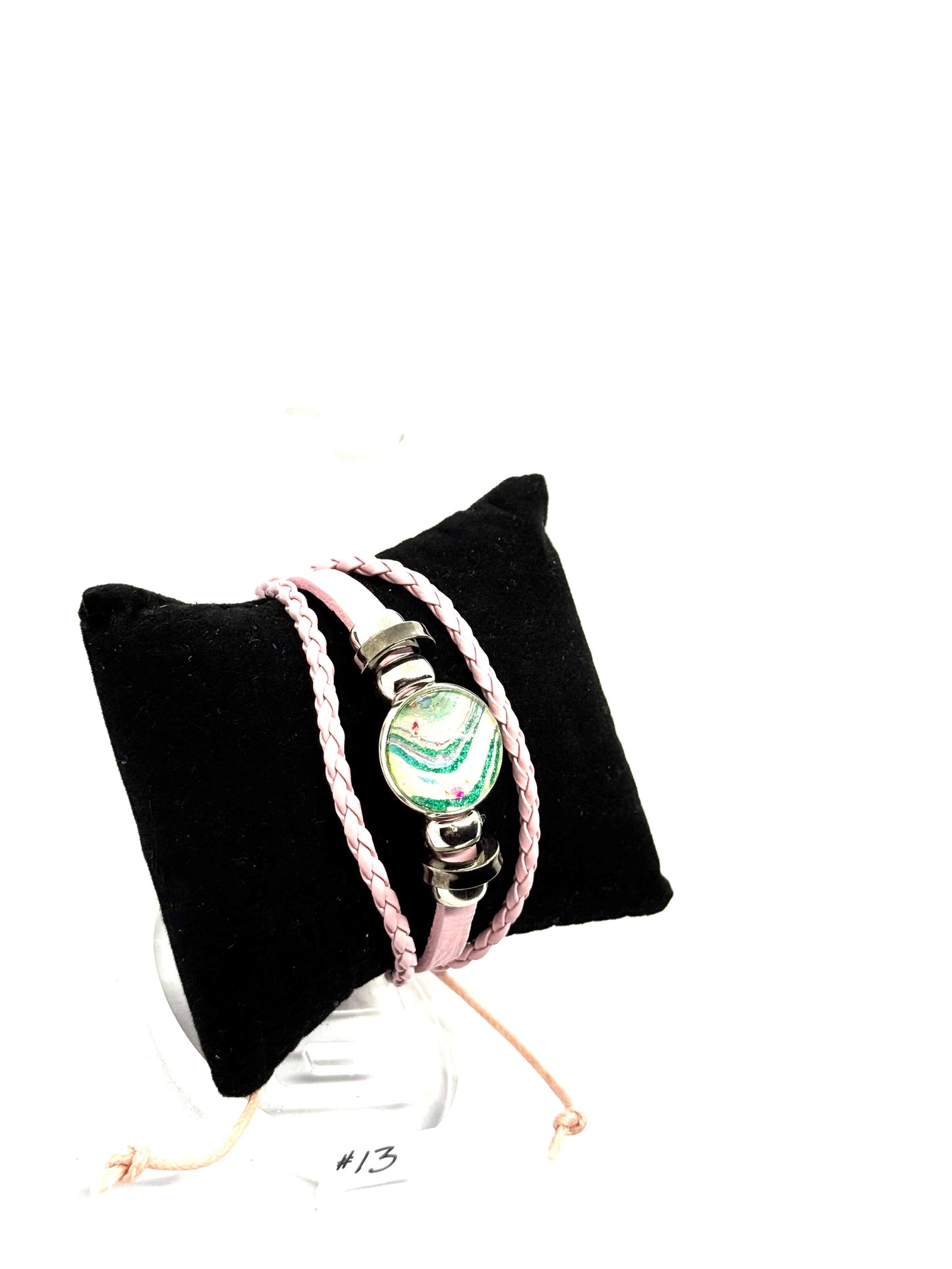 #13 “Soft Chaos Energy” Pink Wrap Bracelet — Handmade Glass Dome Statement Piece | One-of-a-Kind FDSS Chaos Jewelry