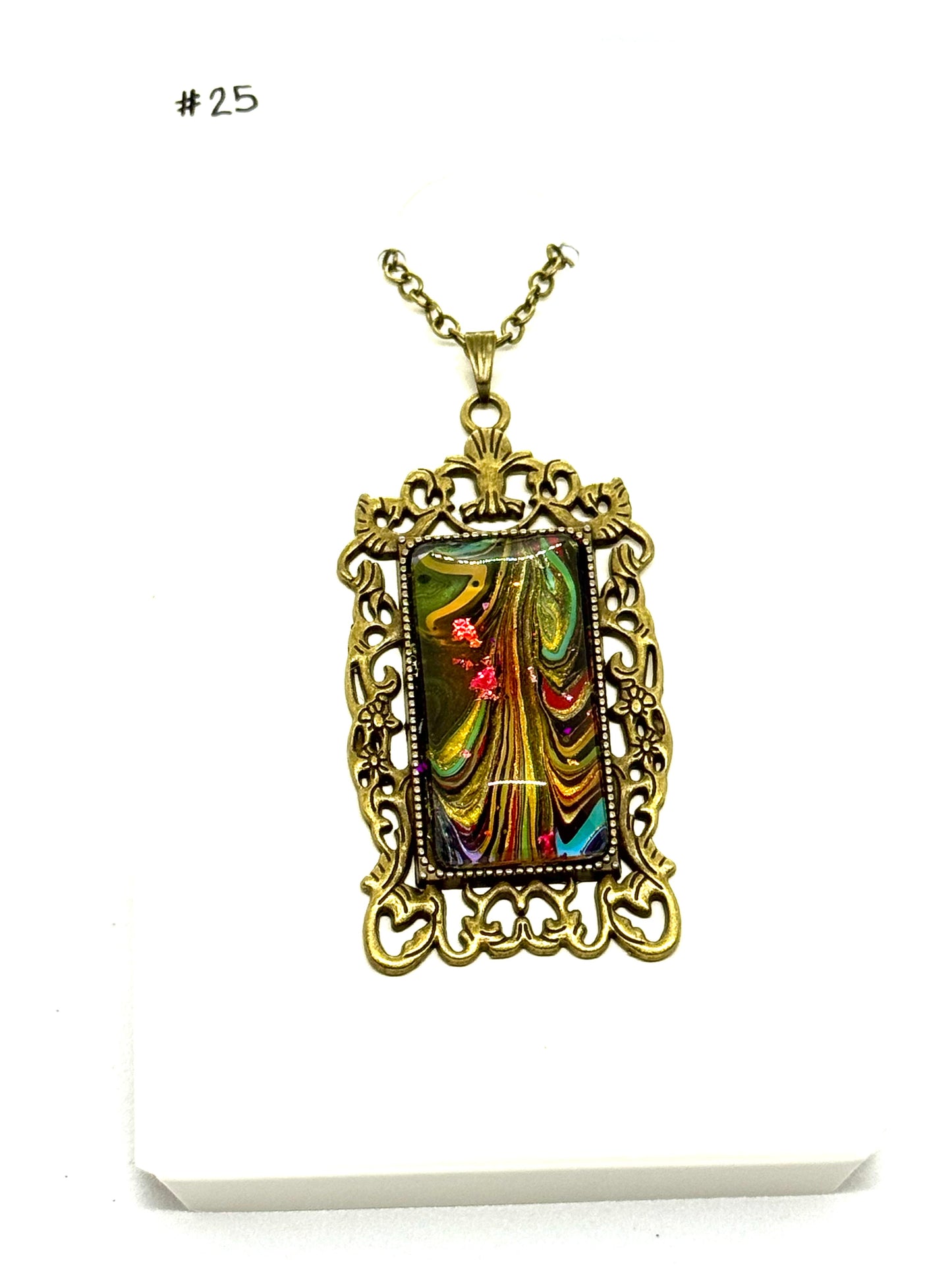 #25 Baroque Breakdown – Multicolor Chaos Paint Pour Statement Necklace | FDSS Original
