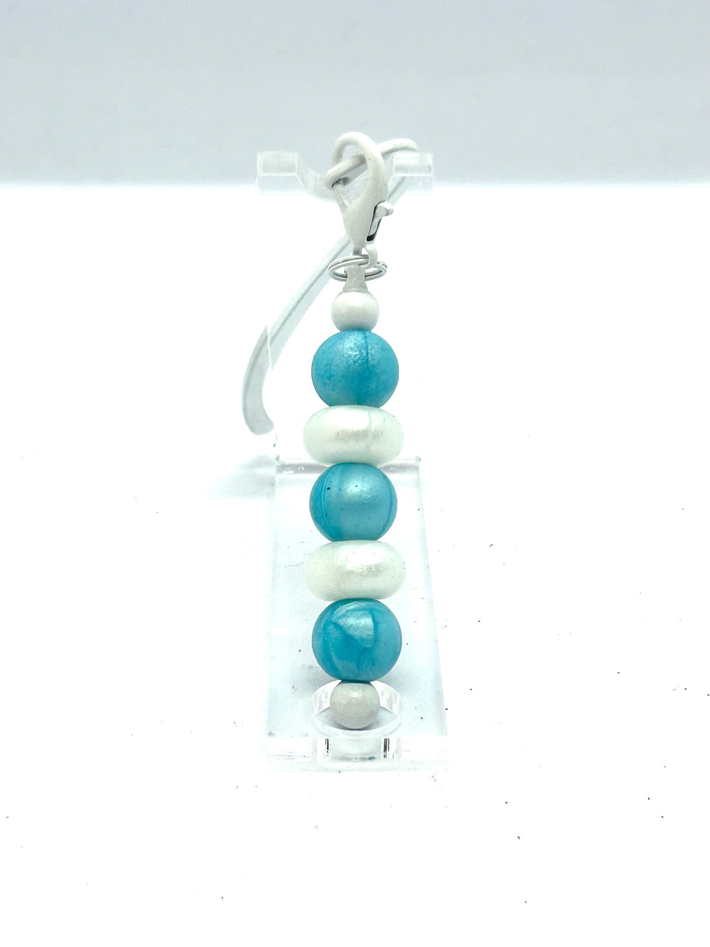 White Beaded Shepherds Hook Bookmark