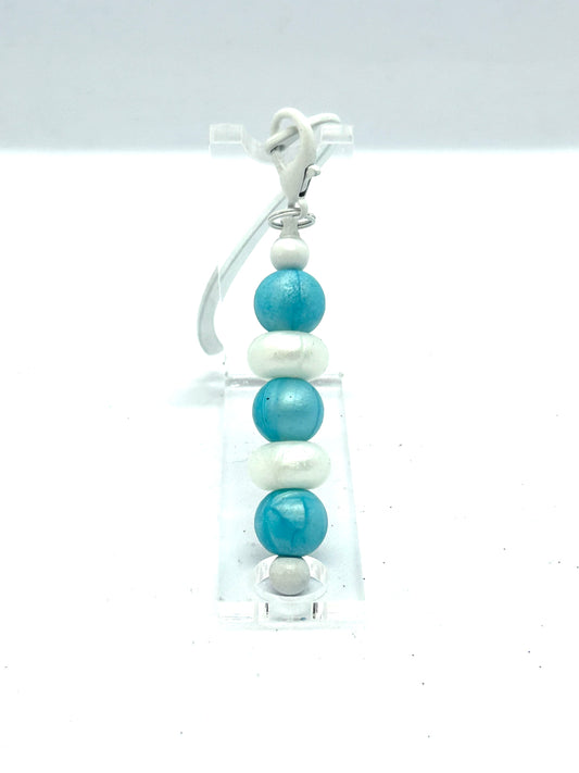 White Beaded Shepherds Hook Bookmark