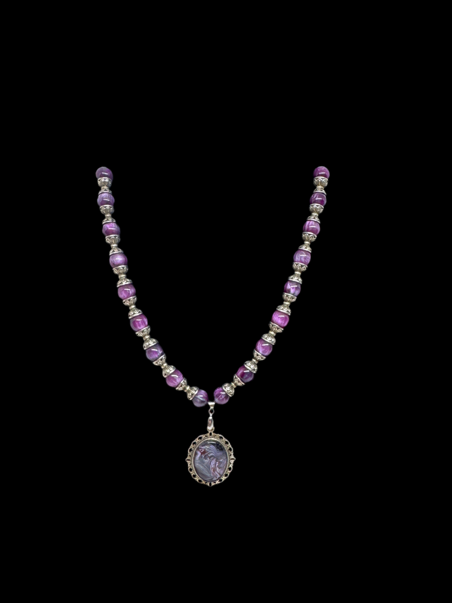 Purple Paint Pour Necklace