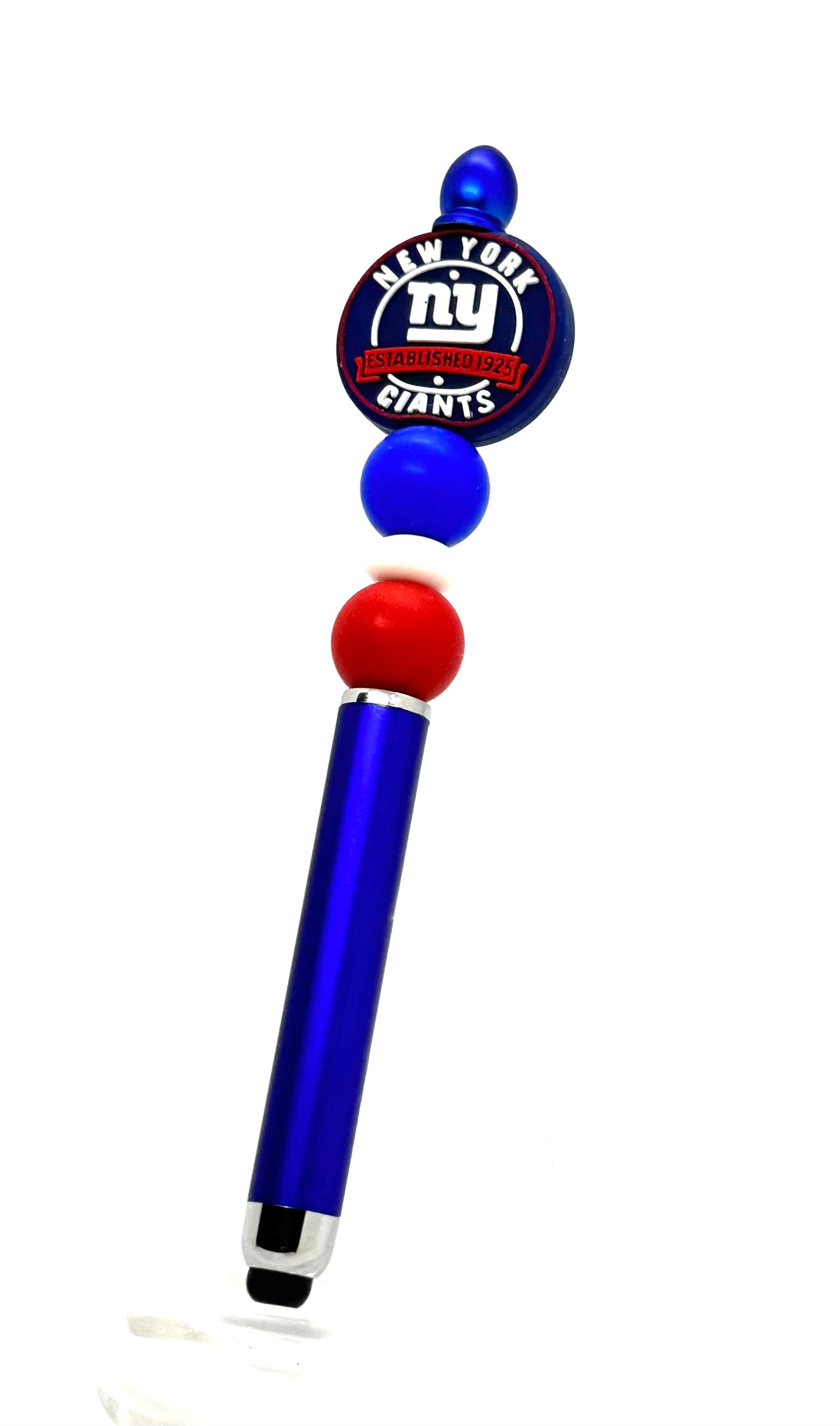Handmade New York Giants Inspired Beaded Stylus Pen | Refillable Touchscreen Pen