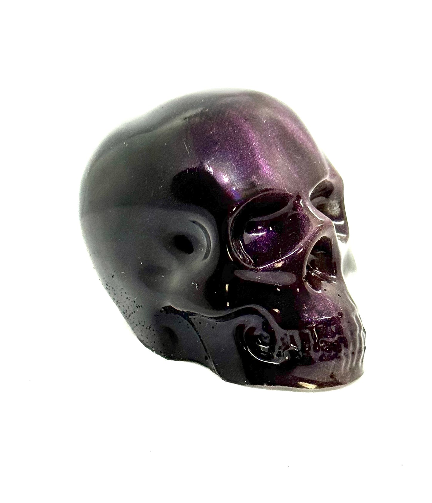 “Midnight Regret” Skull — Handmade Resin Gothic Decor | Deep Purple Black Shimmer | Dark Aesthetic FDSS One-of-a-Kind