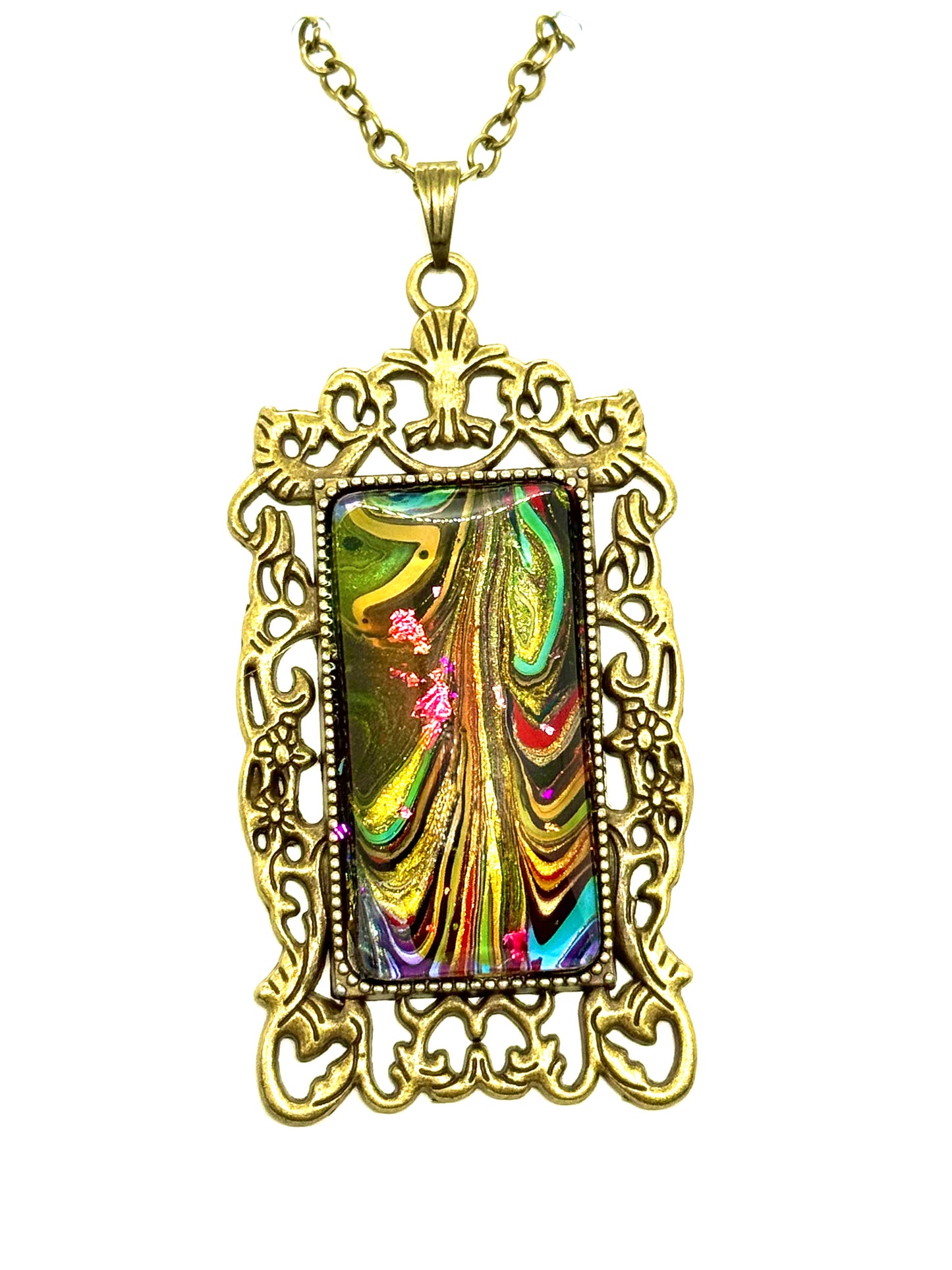 #25 Baroque Breakdown – Multicolor Chaos Paint Pour Statement Necklace | FDSS Original