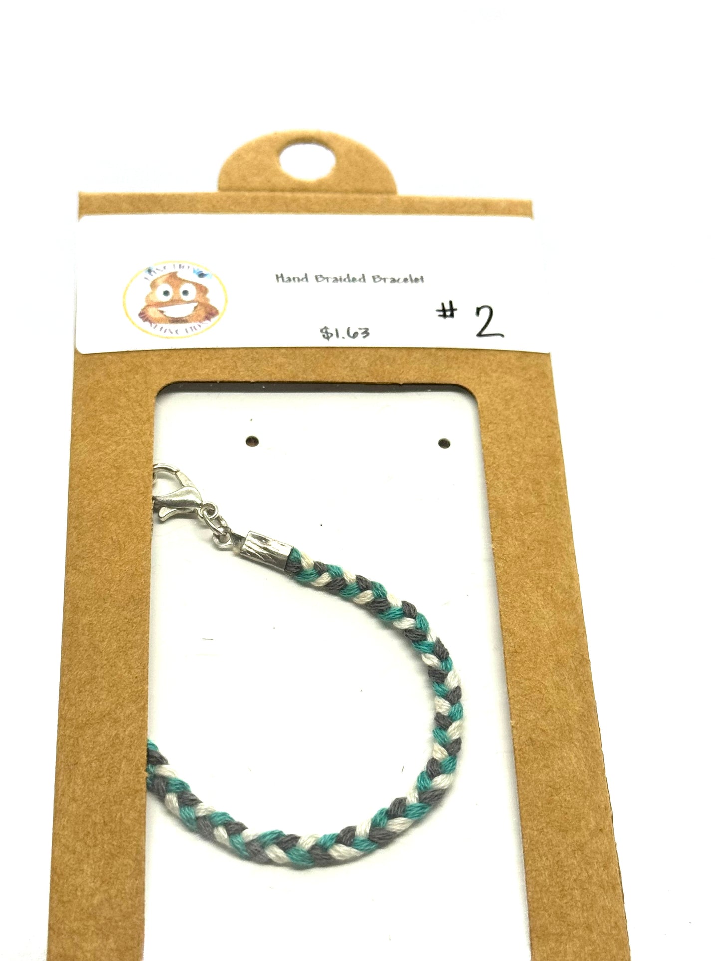 #2 Hand Braided Bracelet | Handmade Minimalist Cord Bracelet | Teal White Gray Boho Bracelet | Adjustable Everyday Stack Bracelet | One-of-a-Kind FDSS Jewelry