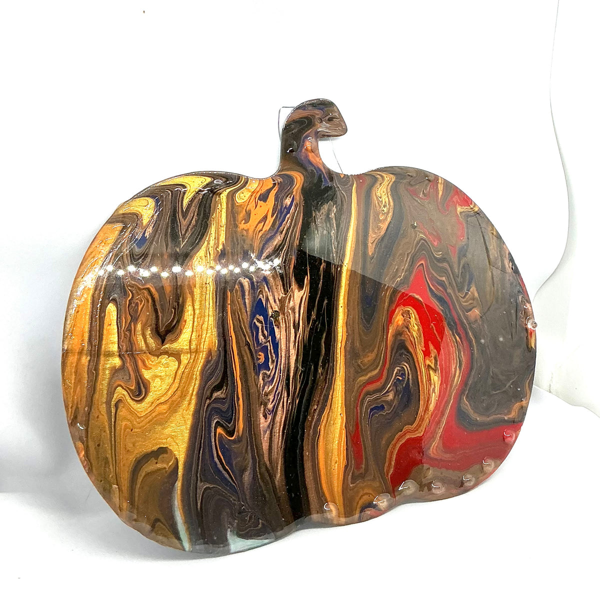 Gourd Almighty | Paint-Poured Wooden Pumpkin Wall Art