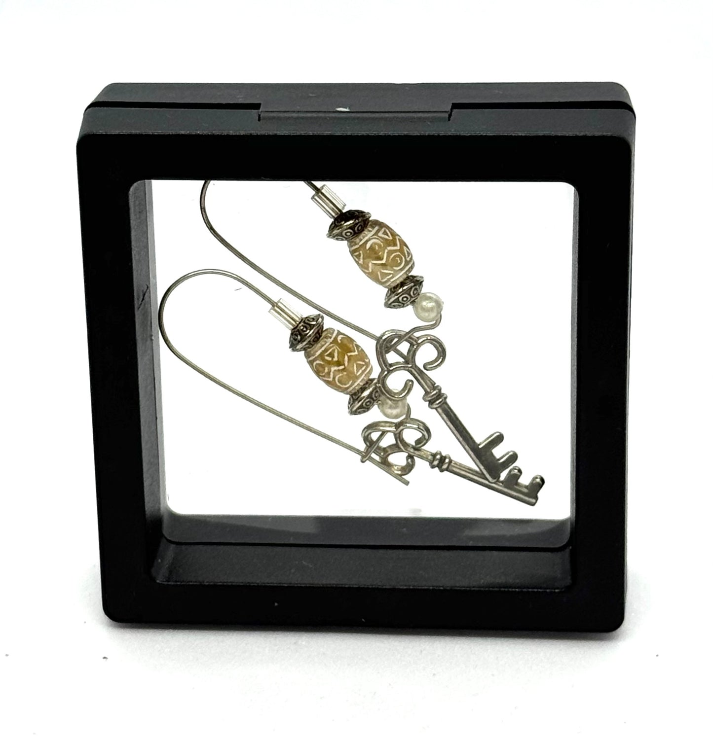 #49 Unlock My Last Nerve Skeleton Key Earrings – Vintage Key Dangle Earrings