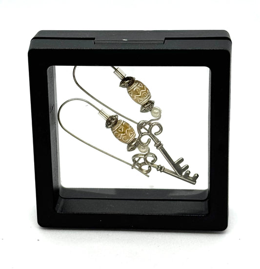#49 Unlock My Last Nerve Skeleton Key Earrings – Vintage Key Dangle Earrings