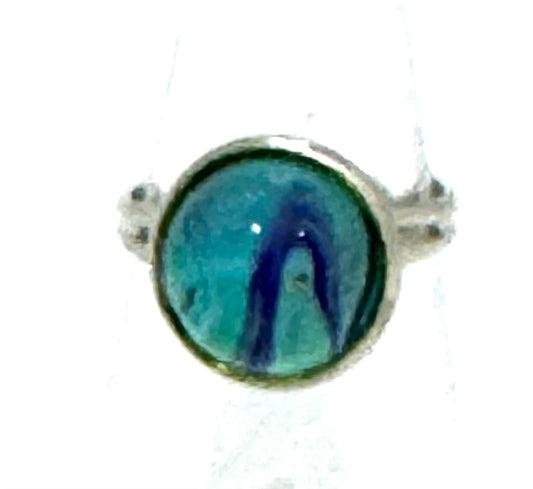 #9 Ocean Rift Glass Dome Ring – Aqua & Indigo Swirl Adjustable Ring