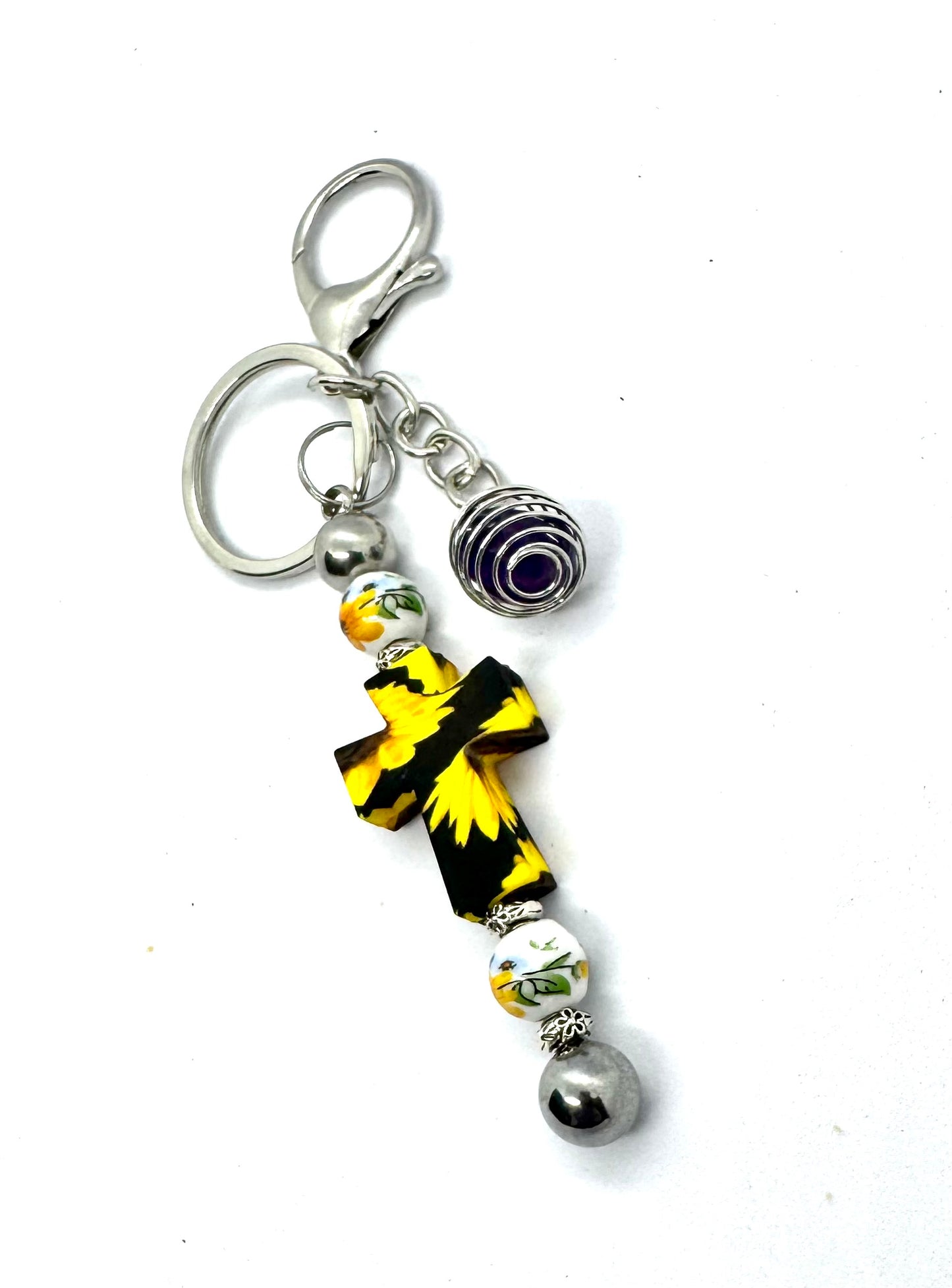 Faith Over Fear (Even When Life Is Being a Little Shit) | Handmade Sunflower Cross Keychain