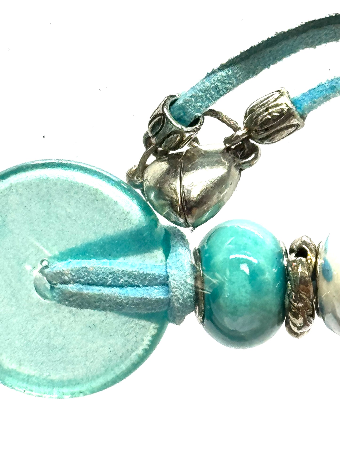 Aqua Beaded Pendant Necklace | Handmade Statement Jewelry | FDSS