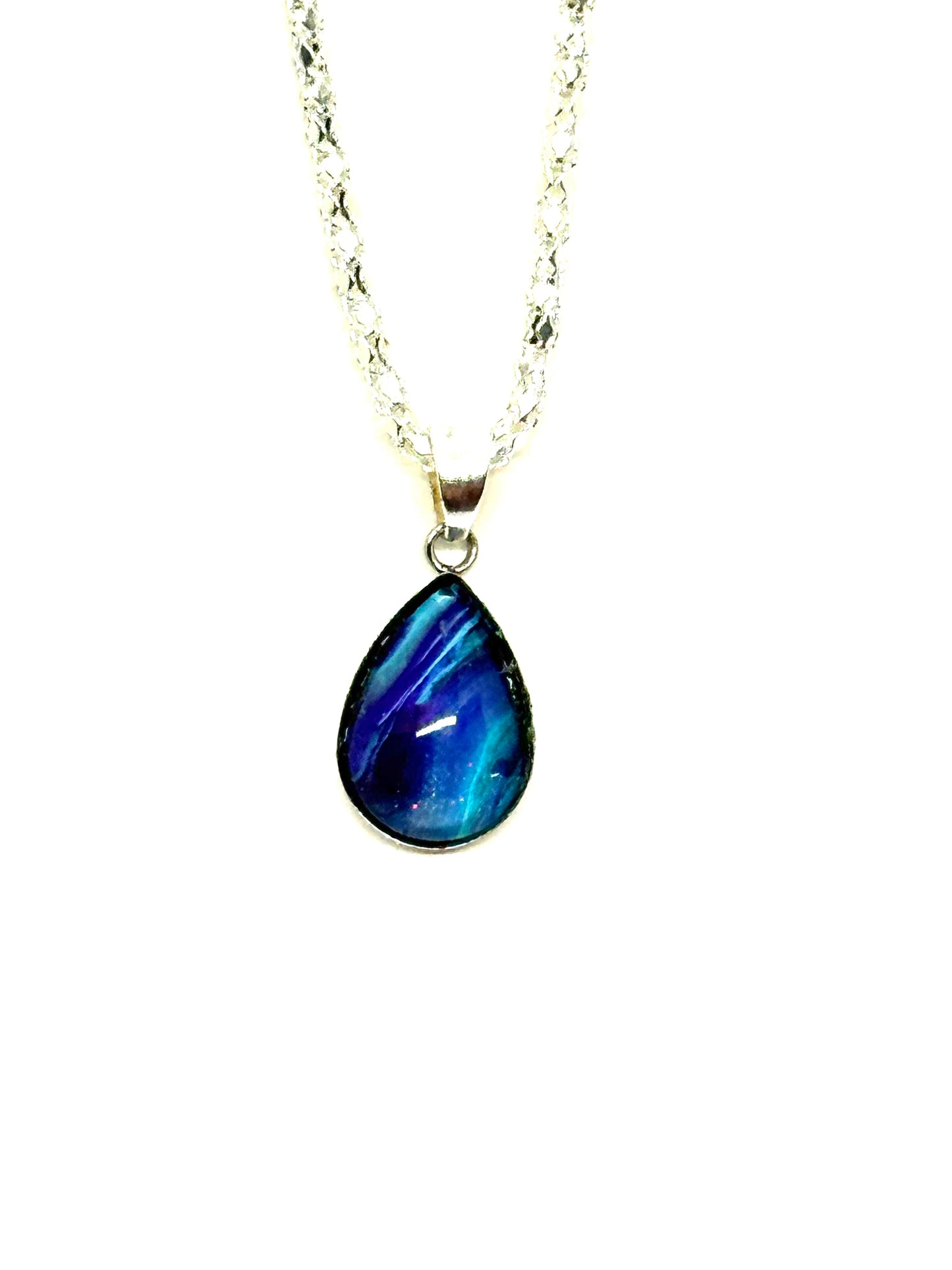 Teardrop Paint Poured Pendant Necklace #8