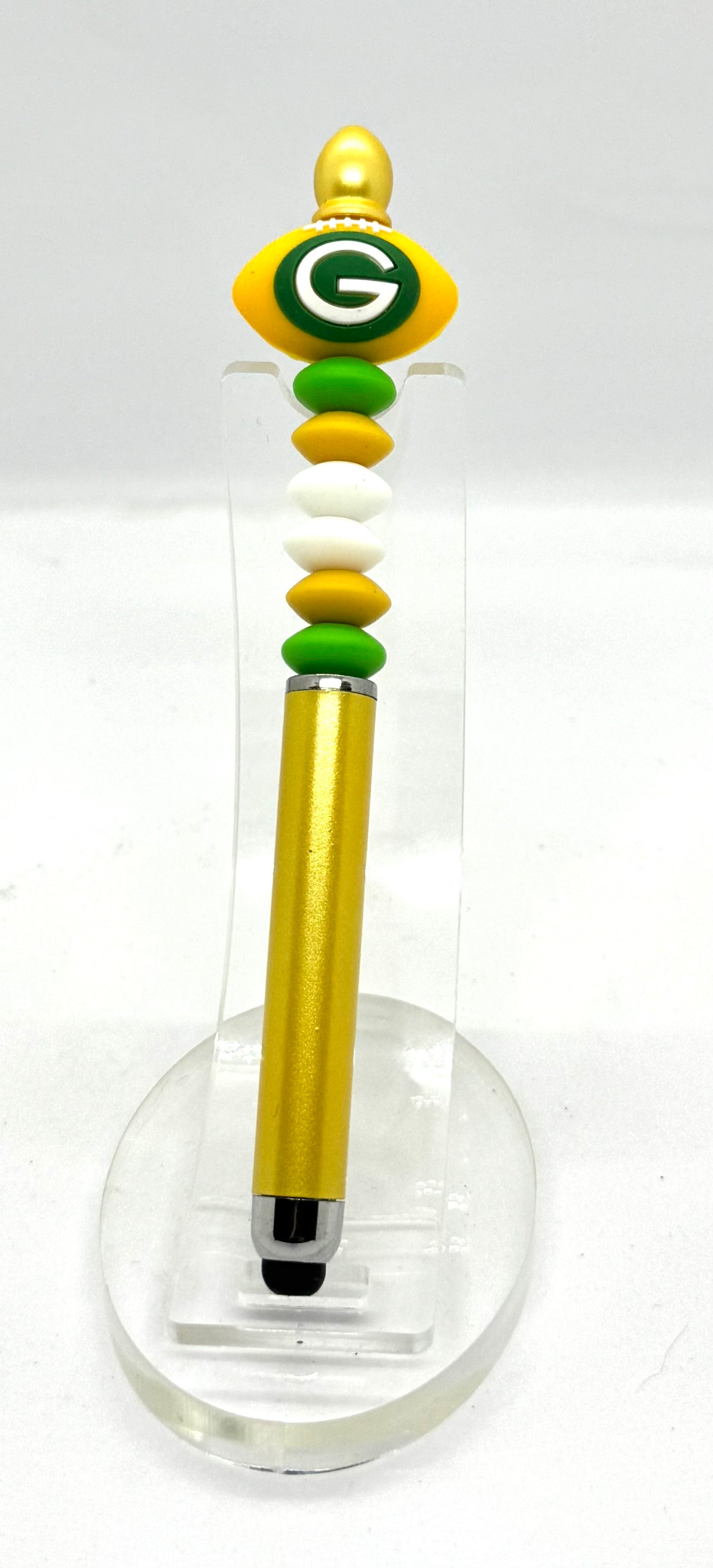 Cheesehead With a Stylus | Handmade Green Bay Packers Beaded Stylus Pen