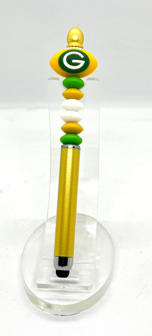 Cheesehead With a Stylus | Handmade Green Bay Packers Beaded Stylus Pen