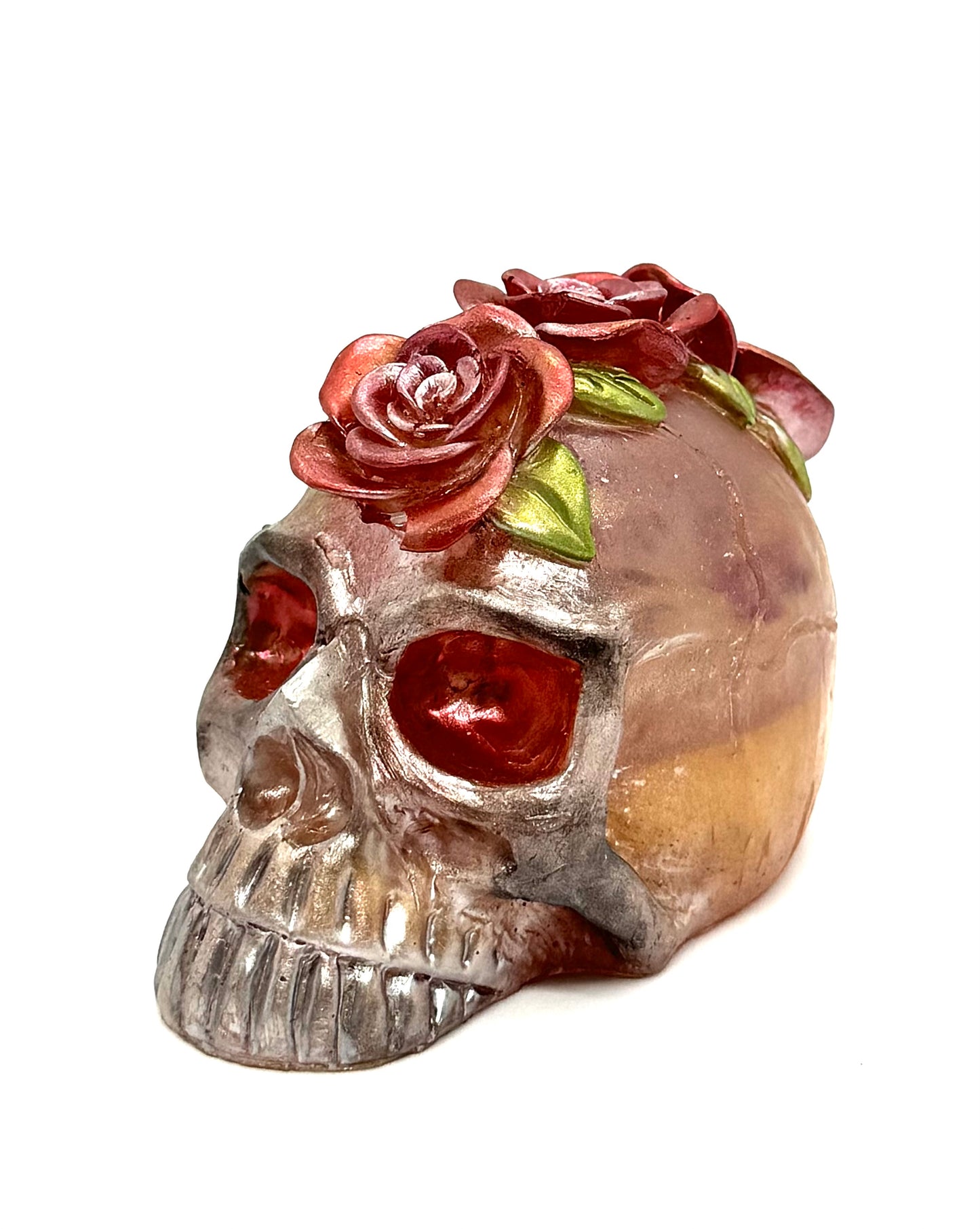 “Deadly Bloom” Rose Crown Skull — Handmade Resin Gothic Decor | Romantic Horror Skull | FDSS One-of-a-Kind Art