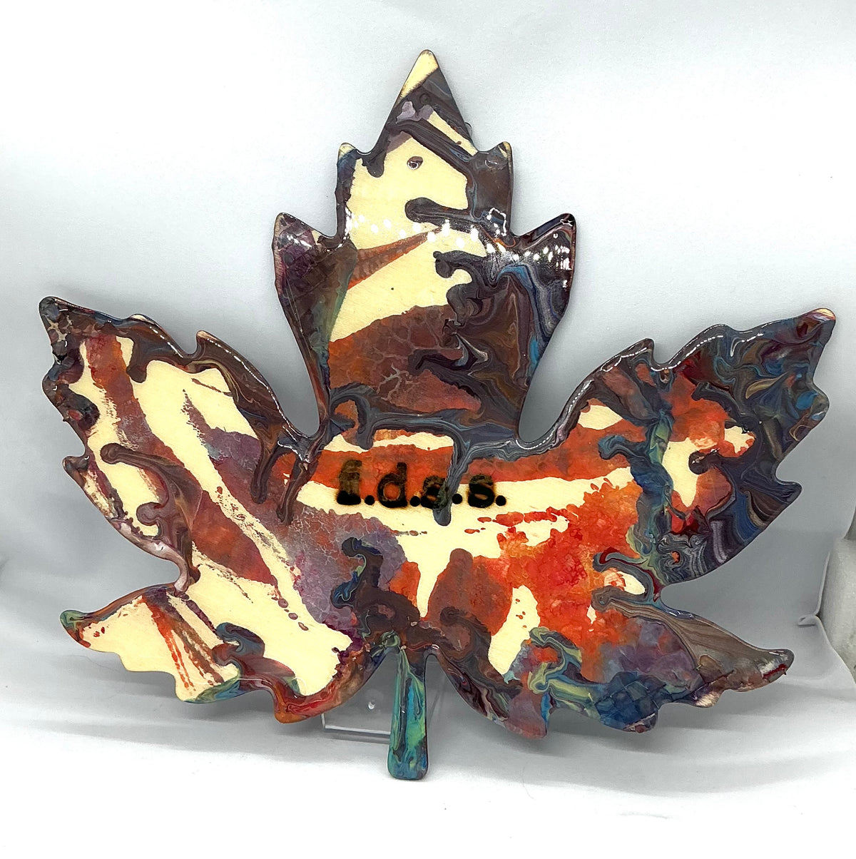 Unbe-leaf-able Chaos | Paint-Poured Maple Leaf Wall Art