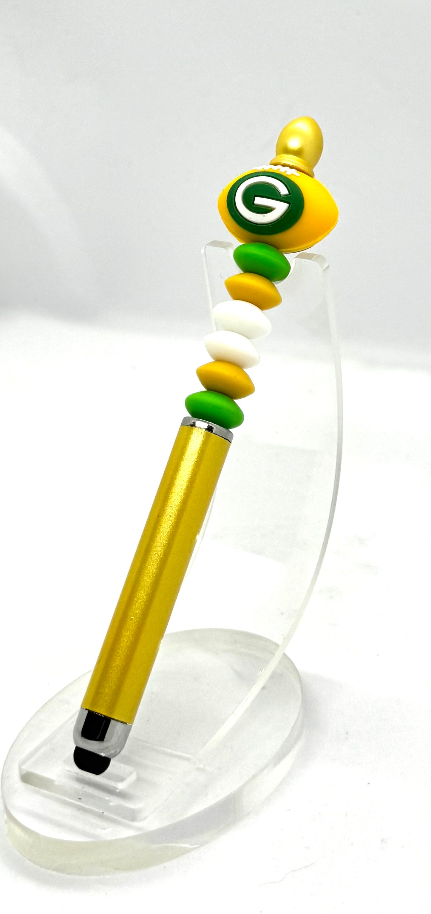 Cheesehead With a Stylus | Handmade Green Bay Packers Beaded Stylus Pen