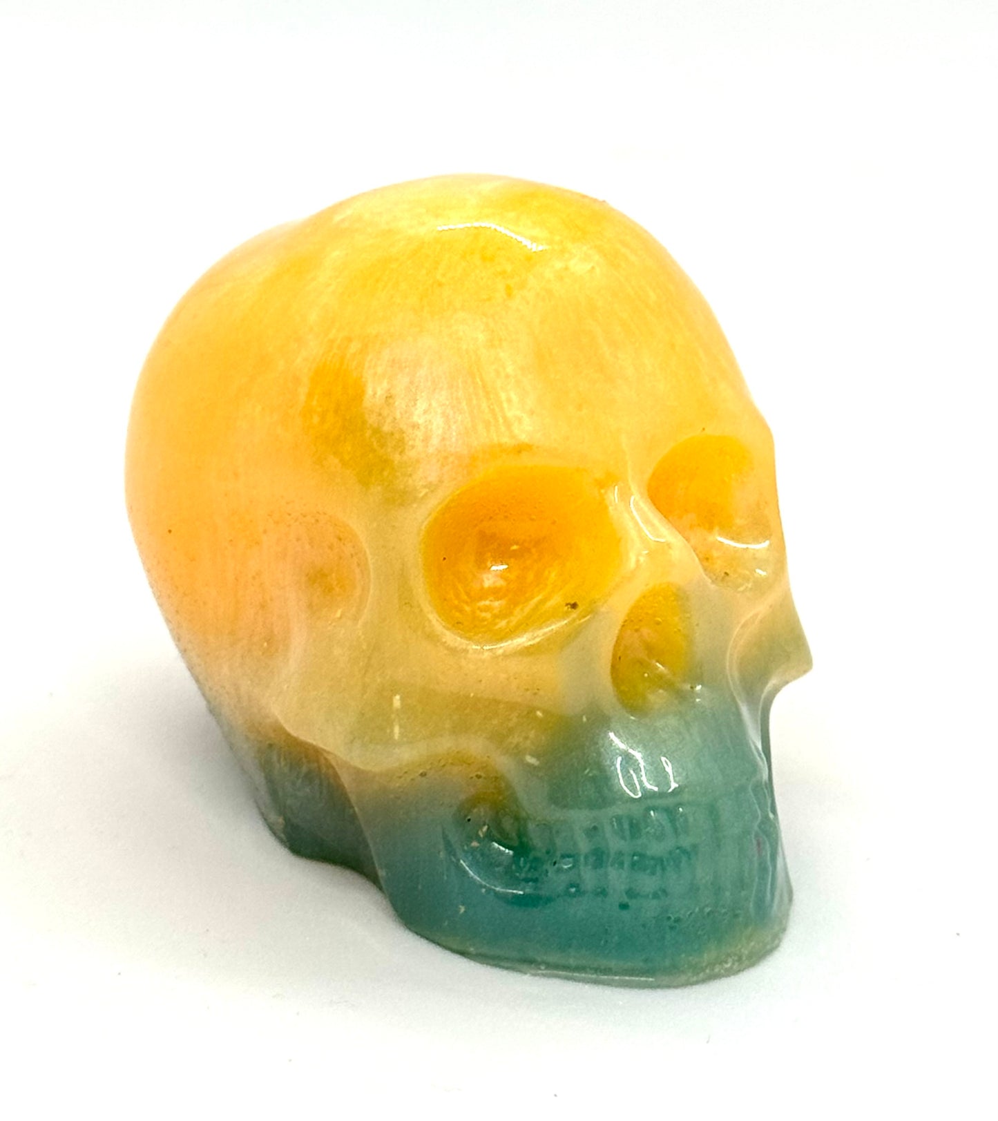 “Sunset Hangover” Skull — Handmade Resin Skull Decor | Yellow Blue Ombre Gothic Art | FDSS One-of-a-Kind