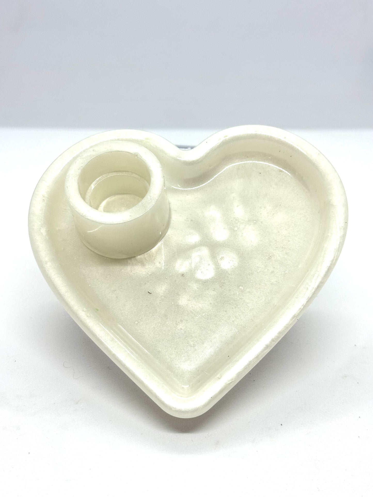 White Heart Shaped Candle Holder