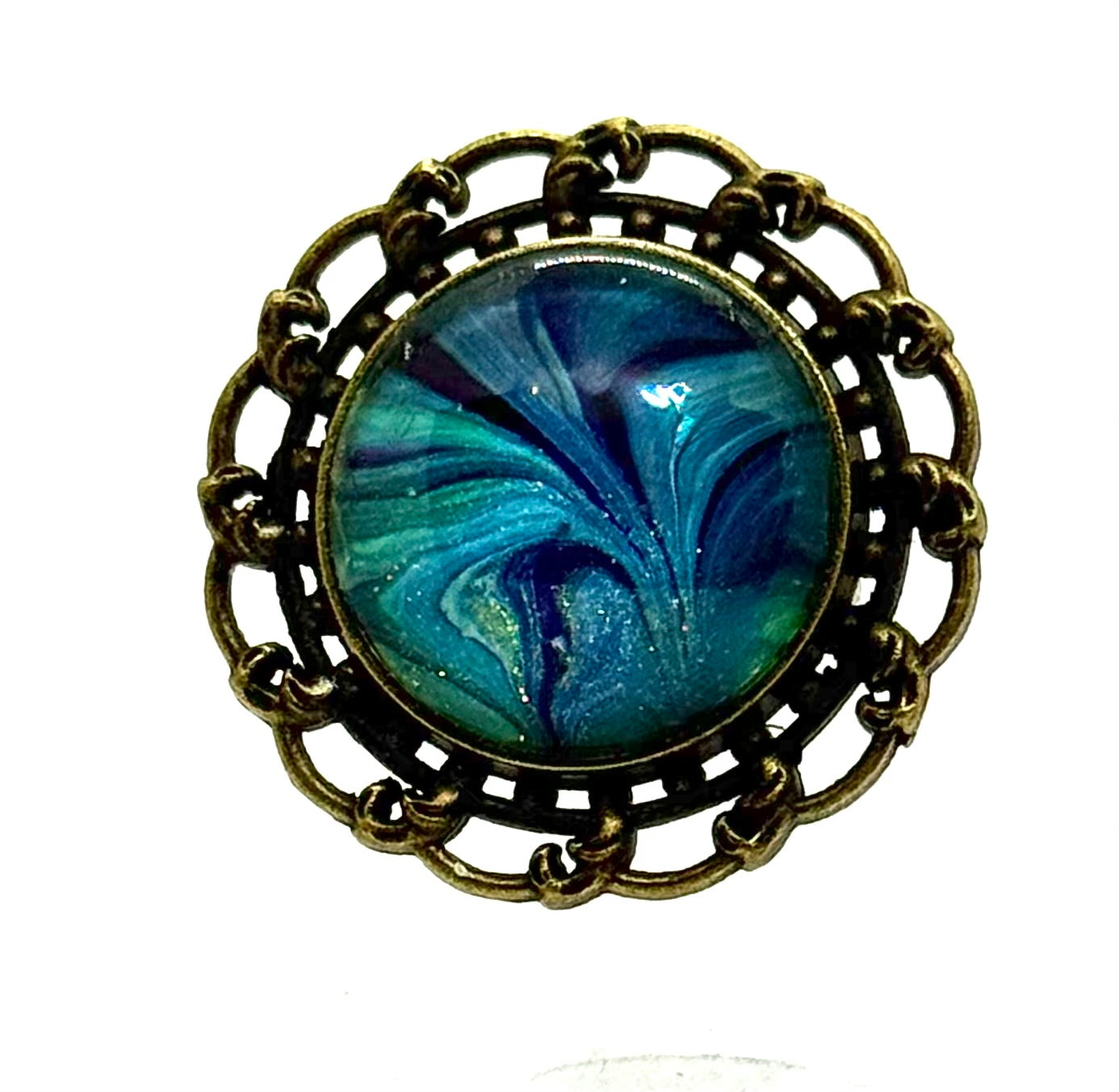 #15 Midnight Tide Chaos Ring – Deep Blue Swirl Statement Piece