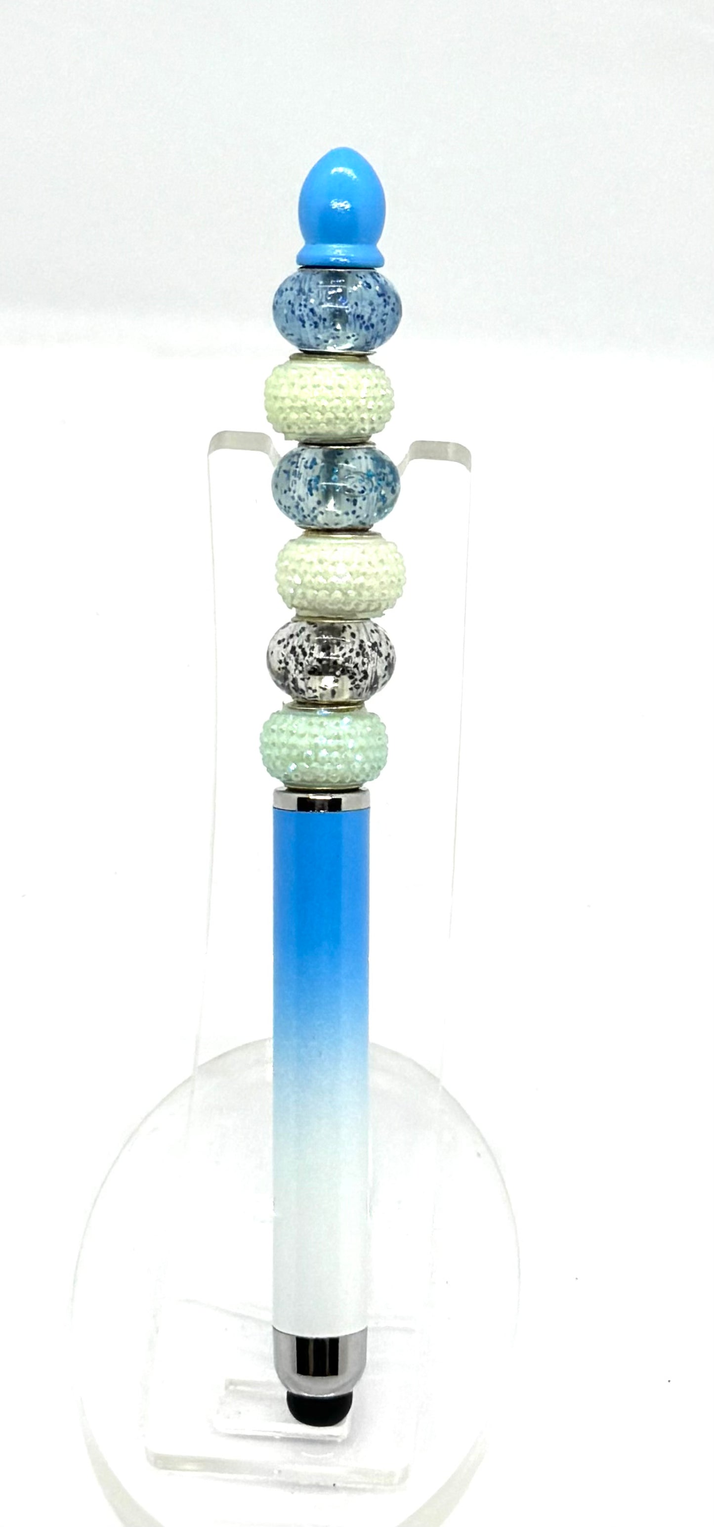 Cool, Calm & Slightly Unsupervised | Handmade Blue Frost Beaded Stylus Pen