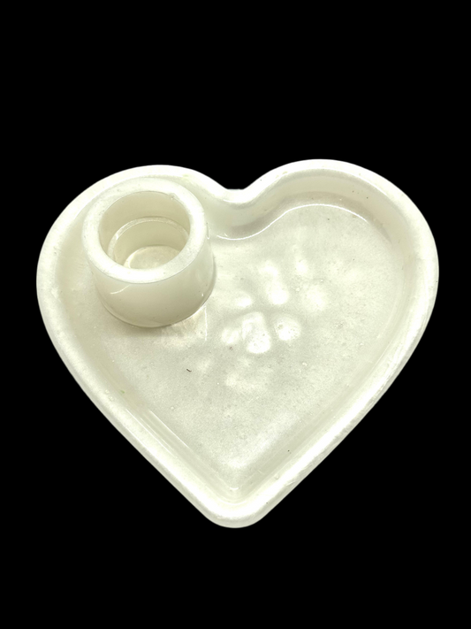 White Heart Shaped Candle Holder