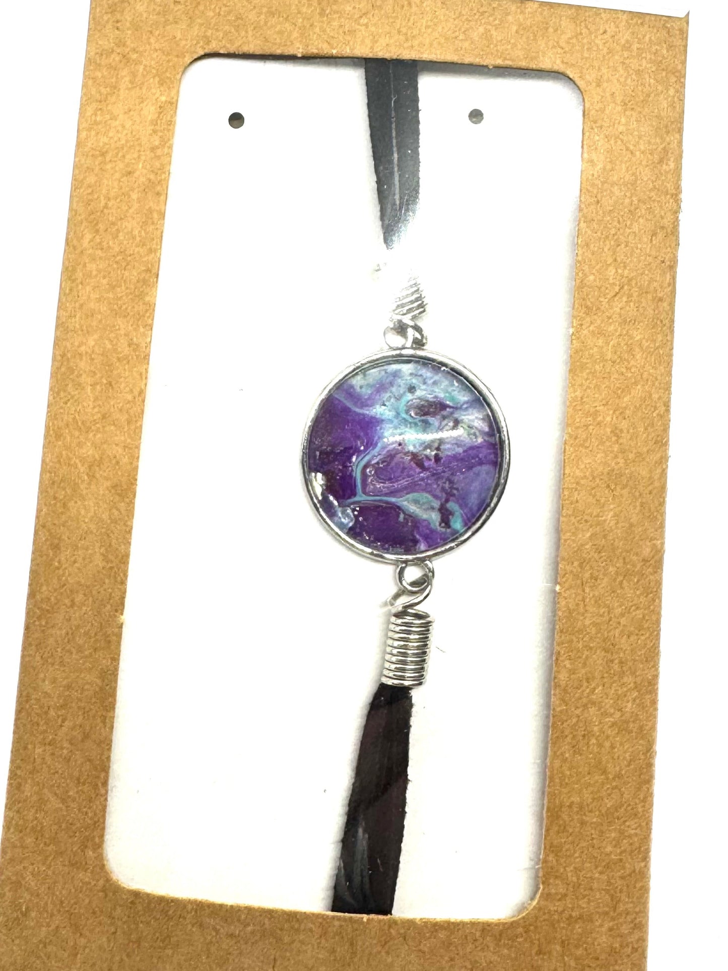 #2 Chaos Meets Cosmic Energy — Handmade Purple Galaxy Glass Dome Bracelet | Dark Aesthetic Leather Cord Statement Jewelry | One-of-a-Kind FDSS