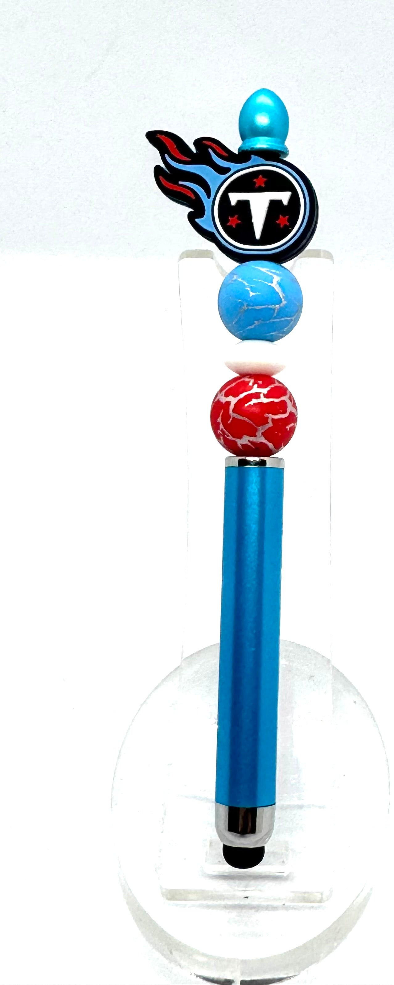 Handmade Tennessee Titans Inspired Beaded Stylus Pen | Refillable Touchscreen Pen