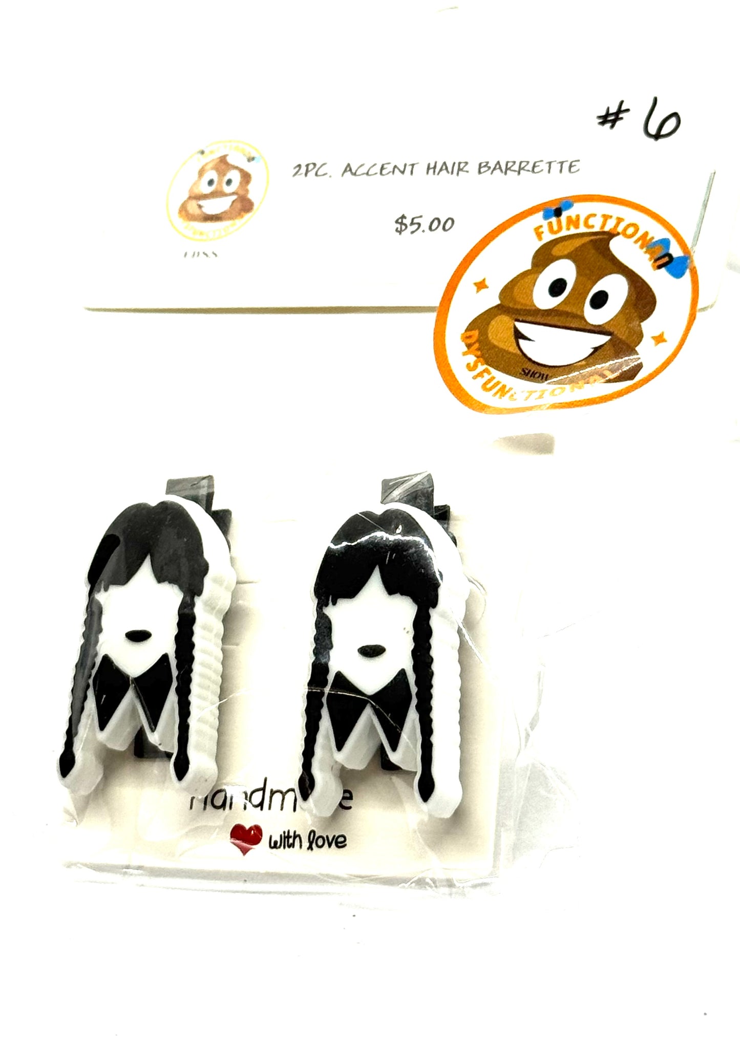 #6 Emotionally Unavailable Barrettes – Gothic Girl Character Clips (2pc Set)