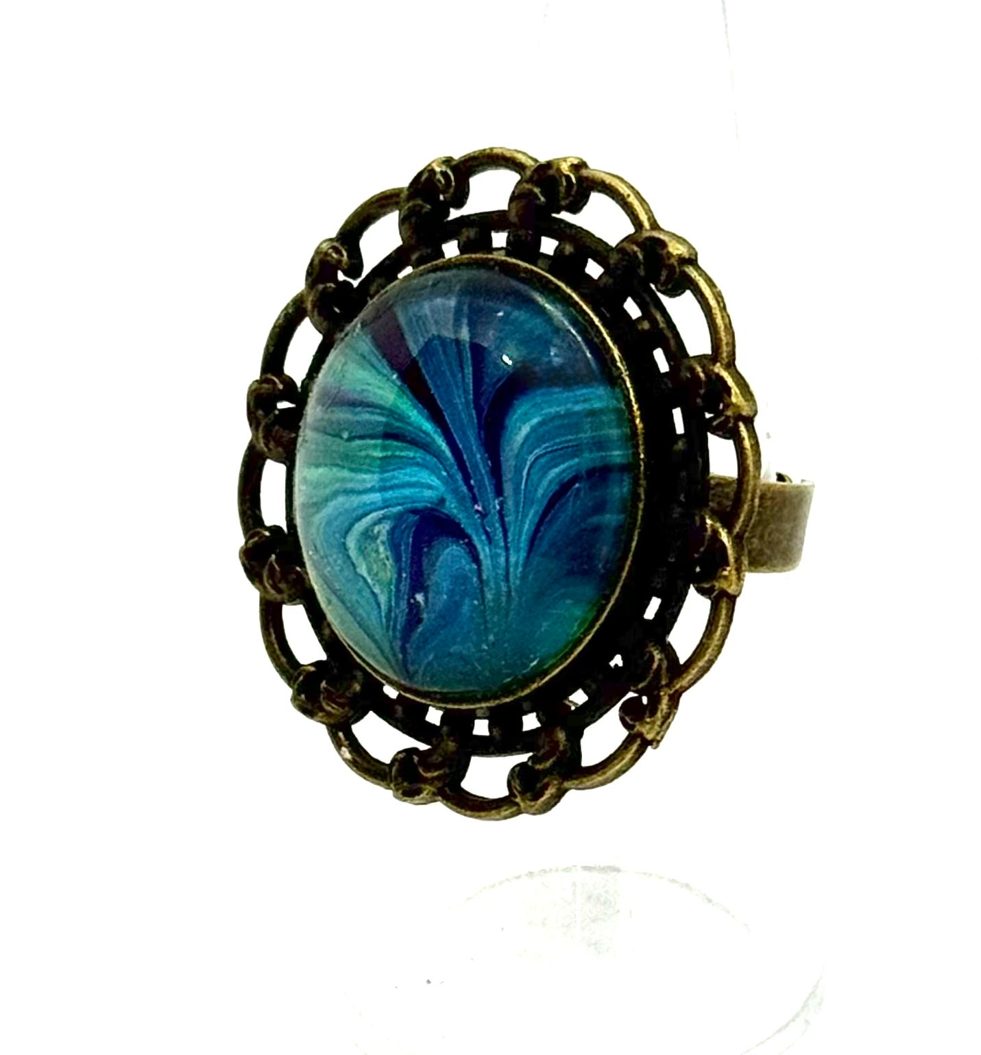 #15 Midnight Tide Chaos Ring – Deep Blue Swirl Statement Piece