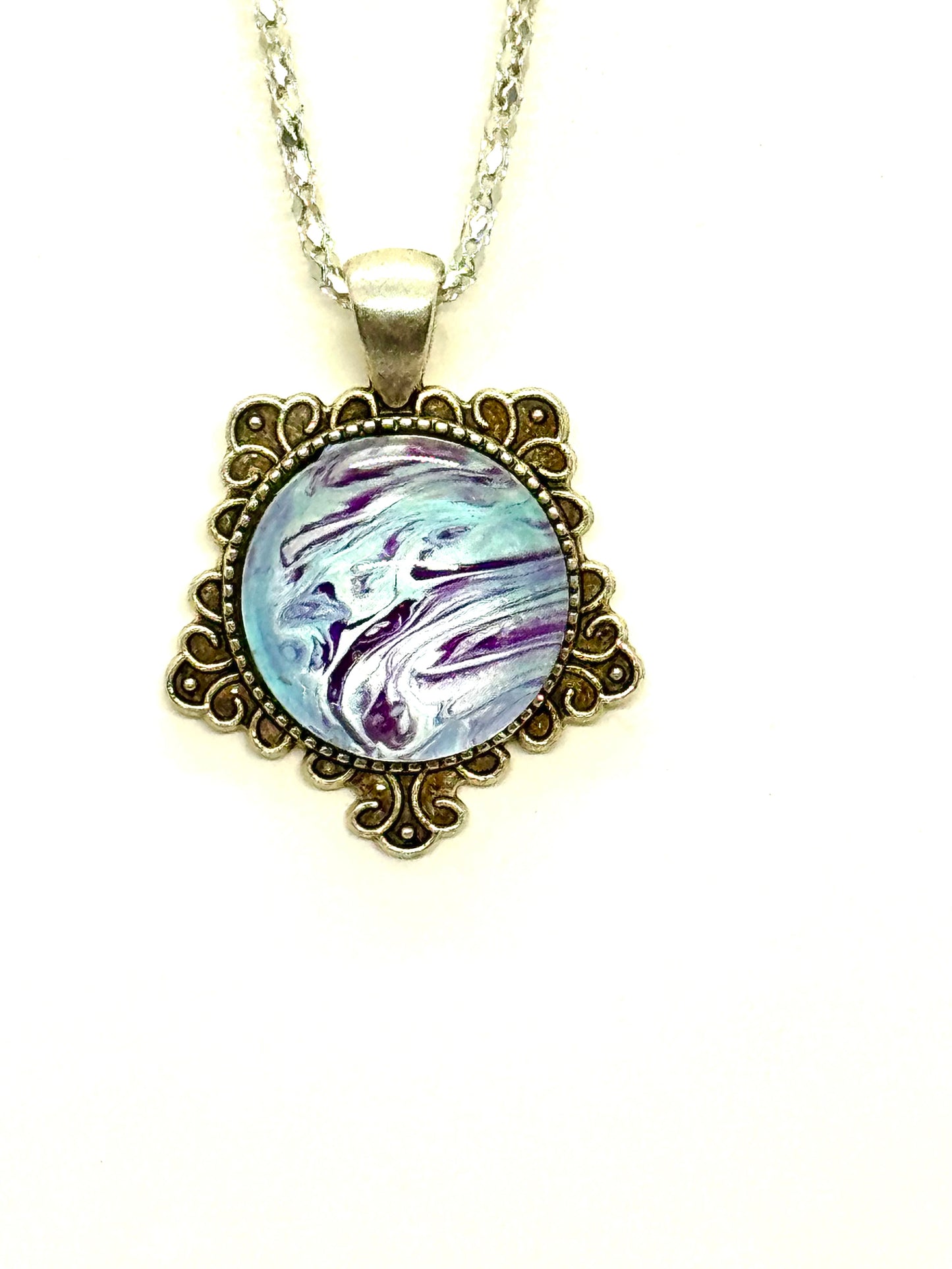 Paint Pour Necklace #9