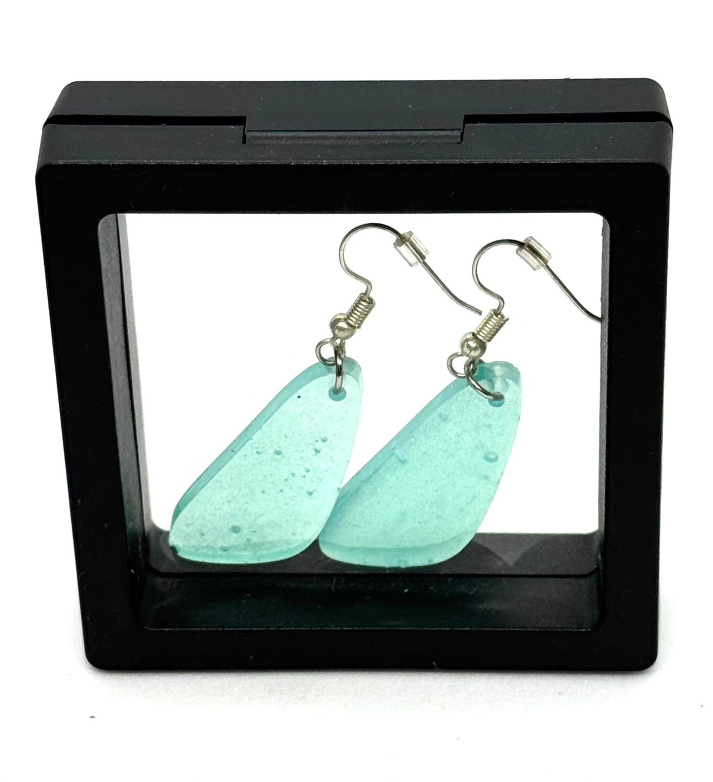 #45 Calm Before the Shitshow Earrings – Handmade Aqua Epoxy Resin Dangle Earrings