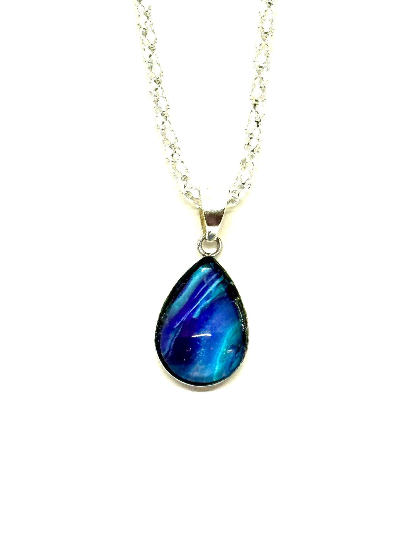 Teardrop Paint Poured Pendant Necklace #8
