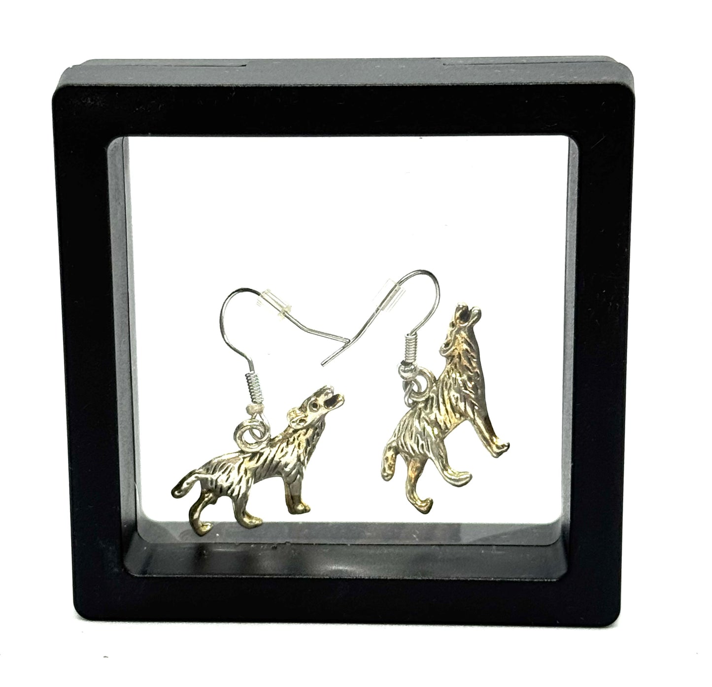 #47 Raised by Wolves Earrings – Silver Wolf Charm Dangle Earrings