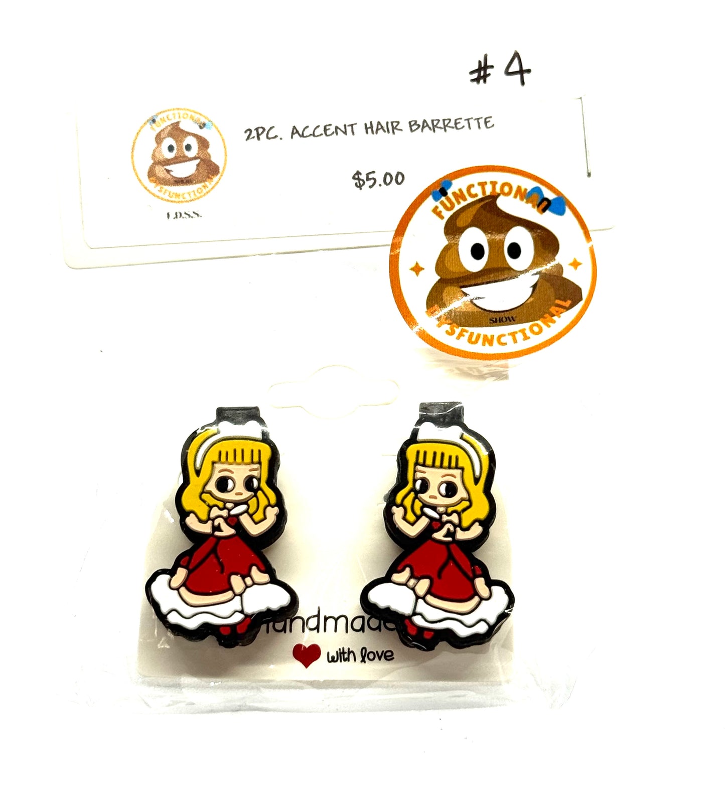 #4 Main Character Energy Barrettes – Red Dress Princess Hair Clips (2pc Set)