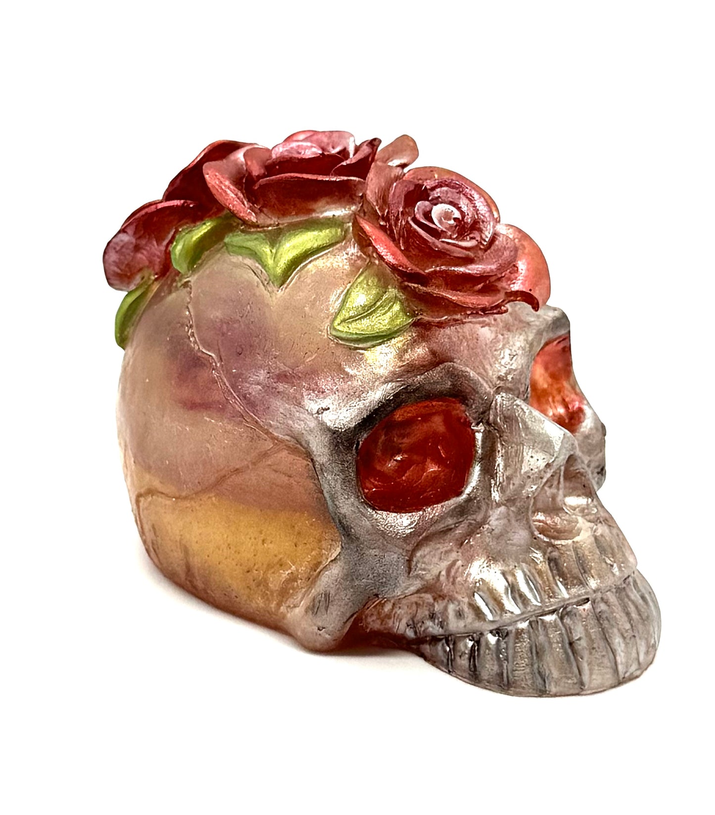 “Deadly Bloom” Rose Crown Skull — Handmade Resin Gothic Decor | Romantic Horror Skull | FDSS One-of-a-Kind Art