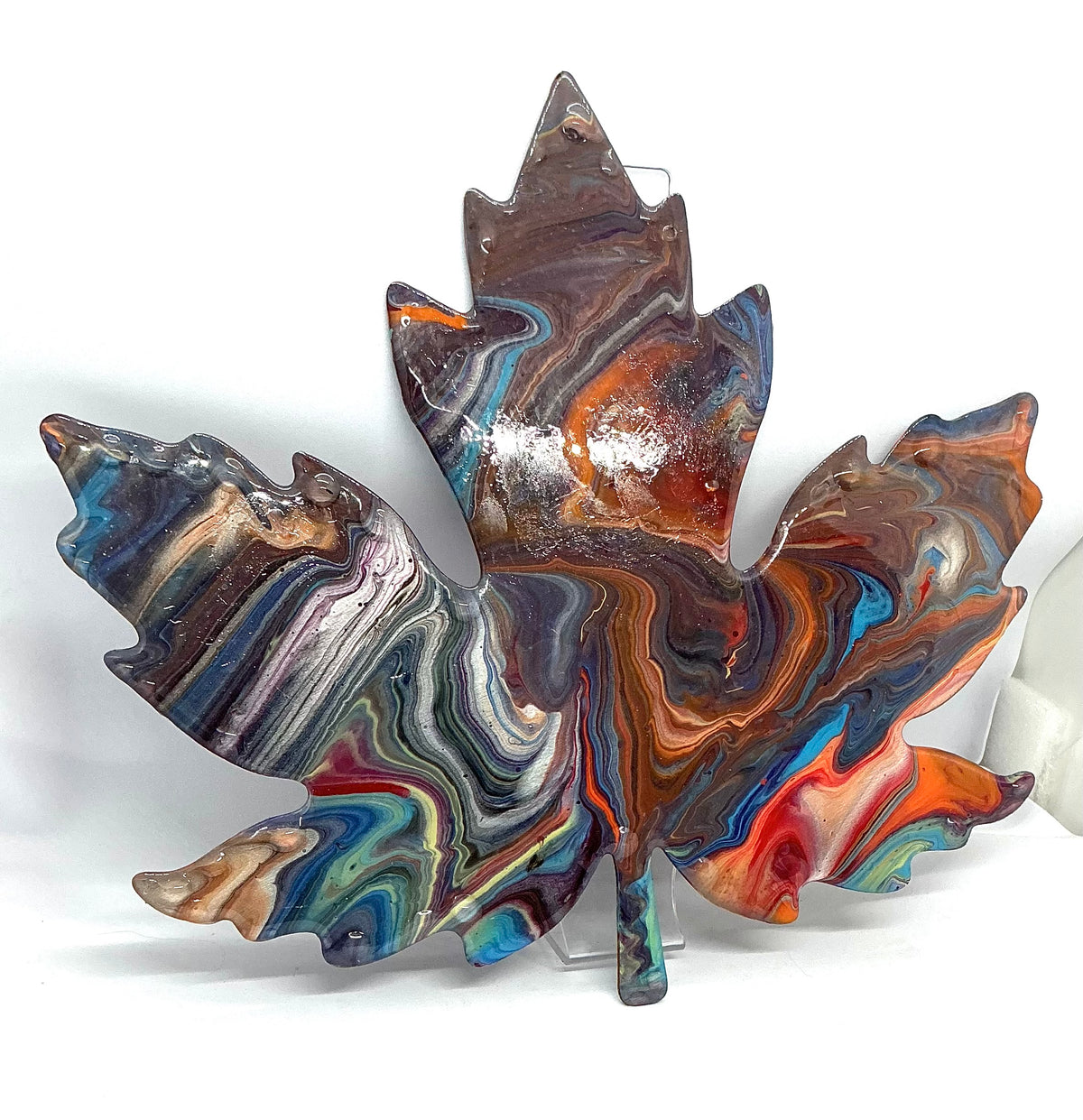 Unbe-leaf-able Chaos | Paint-Poured Maple Leaf Wall Art