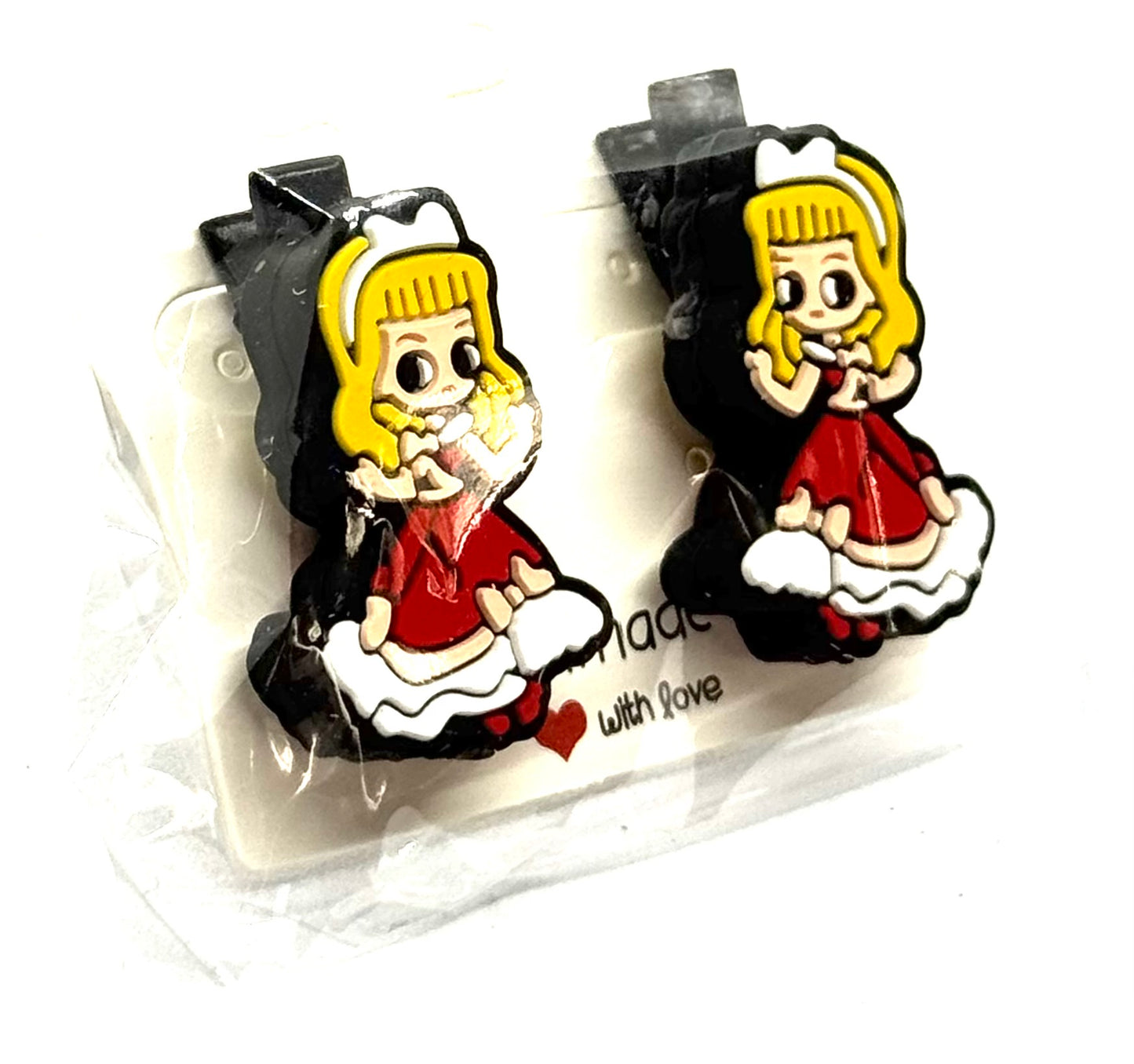#4 Main Character Energy Barrettes – Red Dress Princess Hair Clips (2pc Set)