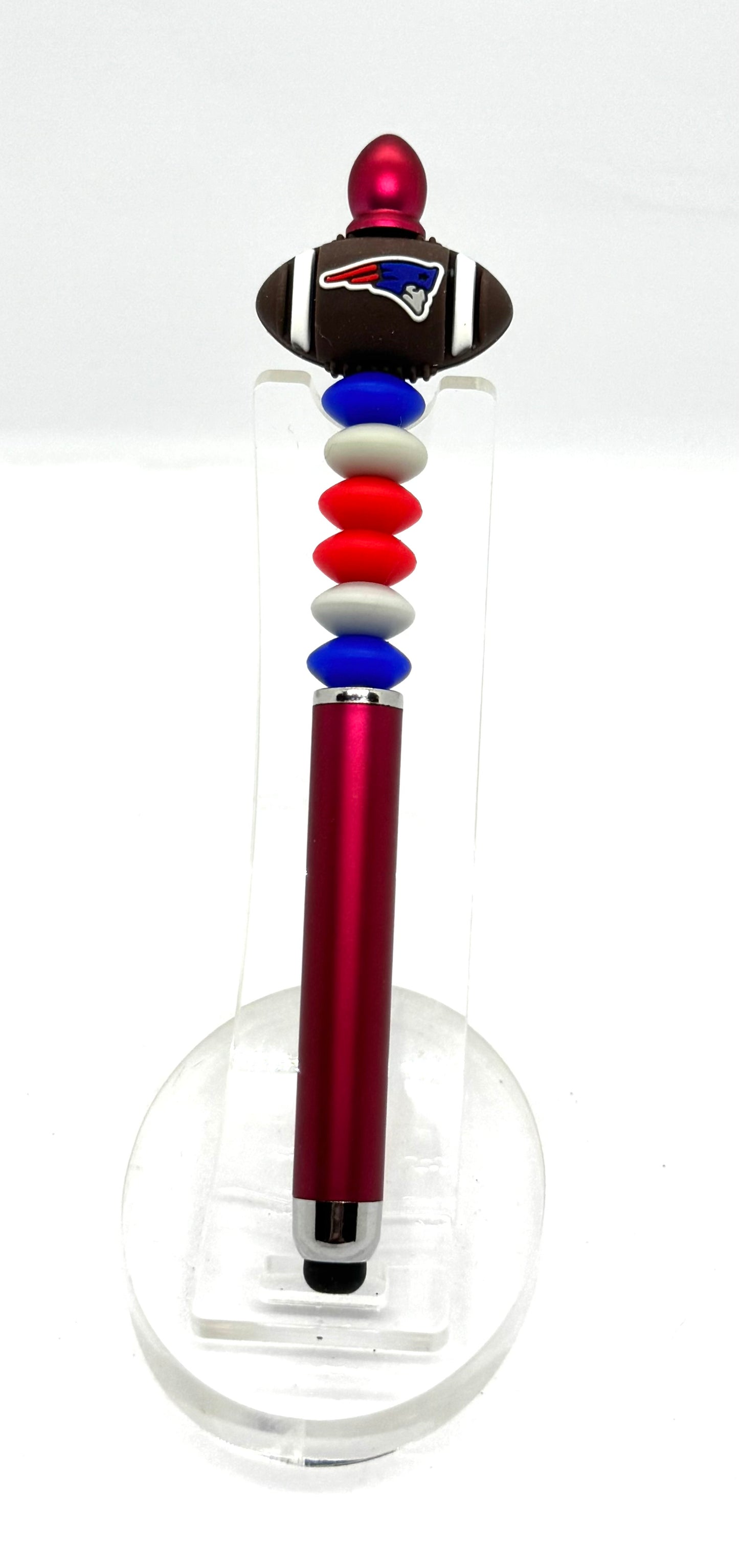 Deflate Your Excuses | Handmade New England Patriots Inspired Beaded Stylus Pen