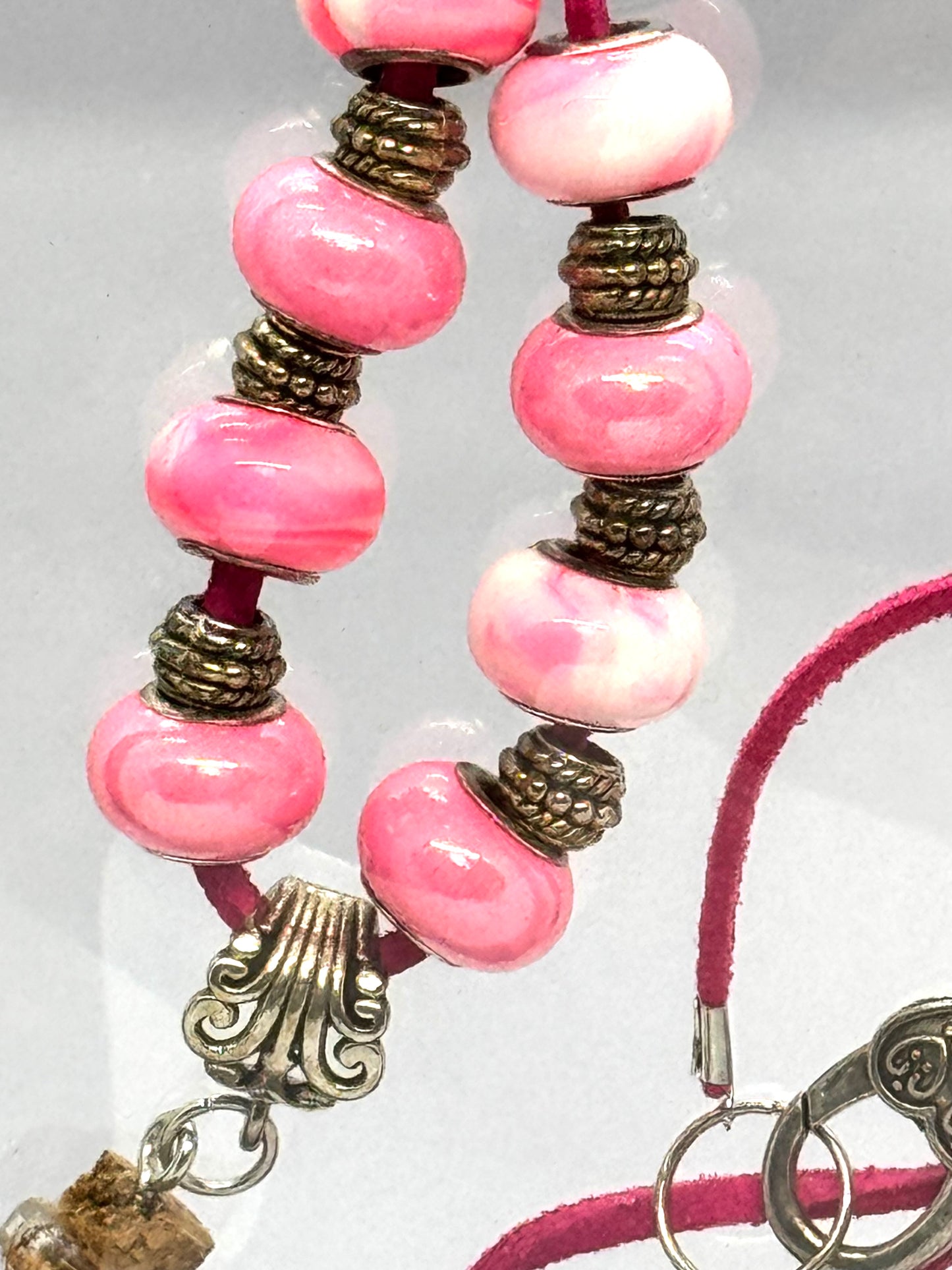 “Sweet but Psychotic” Pink Beaded Necklace | 30” Cord | Handmade Glitter Bottle Pendant Necklace