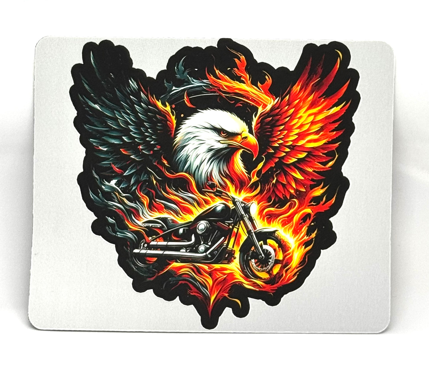 “Freedom Burns Different” Flaming Eagle Motorcycle Mouse Pad | Chaos Rider Energy | FDSS