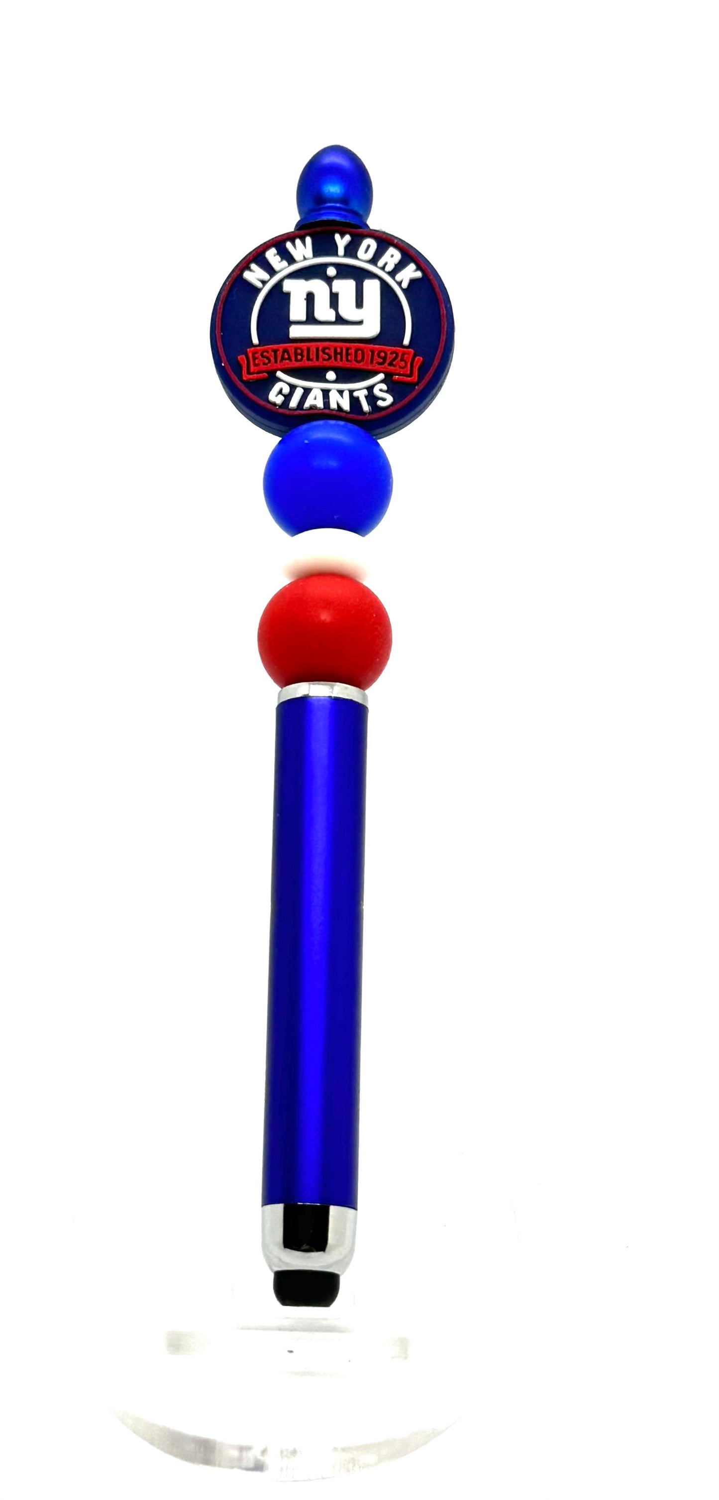 Handmade New York Giants Inspired Beaded Stylus Pen | Refillable Touchscreen Pen