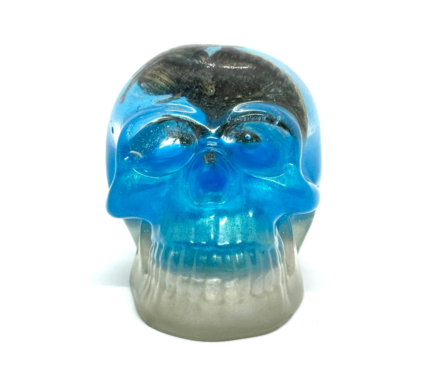 “Bugged Thoughts” Resin Skull w/ Scarab Core — One-of-a-Kind FDSS Chaos Skull | Handmade Gothic Art Decor | Creepy Cool Statement Piece