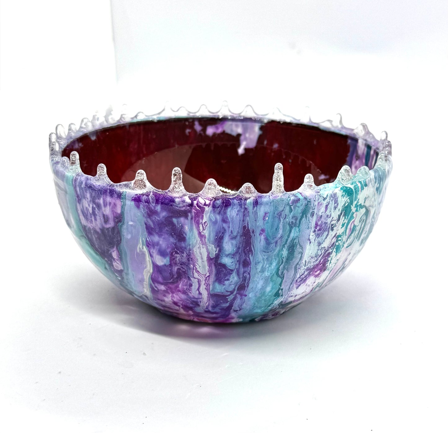Cosmic Chaos Resin Bowl (Purple + Teal Drip Rim Edition)