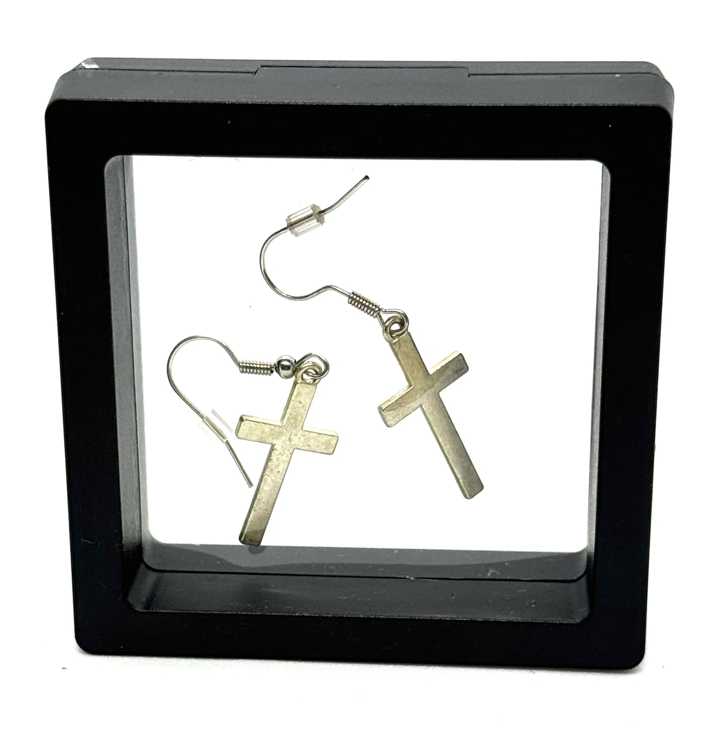 #41 Grace Through the Chaos Earrings – Silver Cross Dangle Earrings